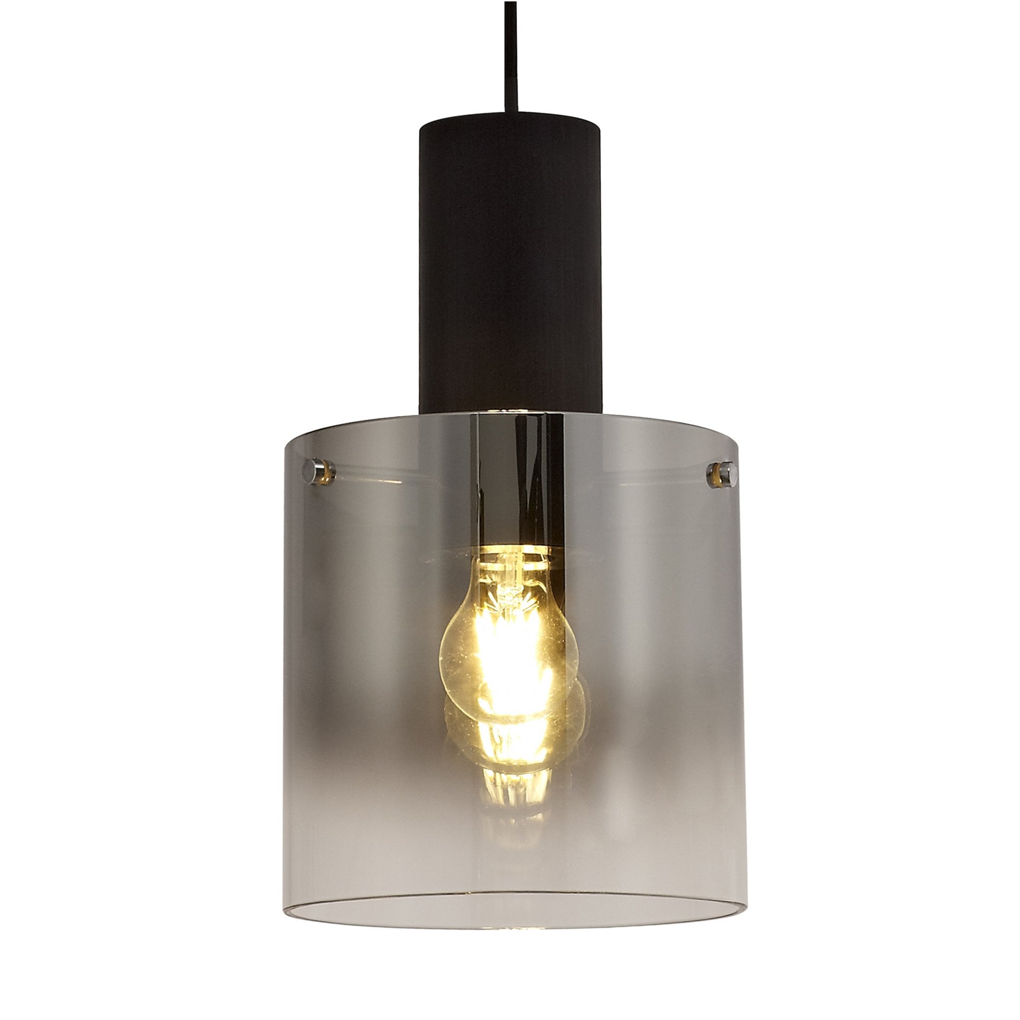 Fabula Kendon Single Adjustable Pendant - Black & Smoke Fade Glass