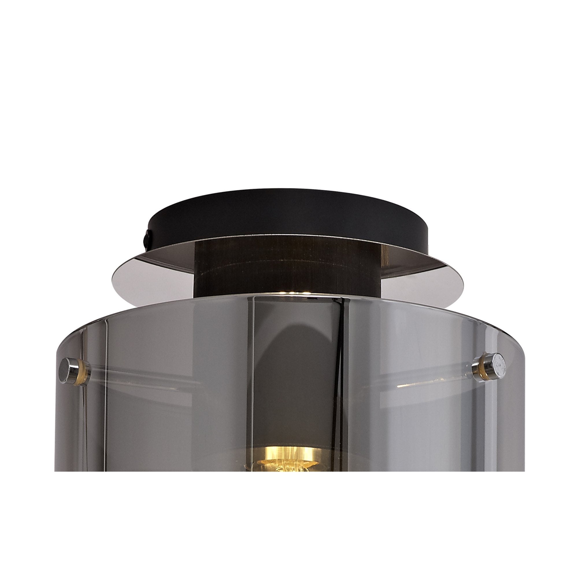 Fabula Kendon Single Round Flush Light - Black & Smoke Fade Glass