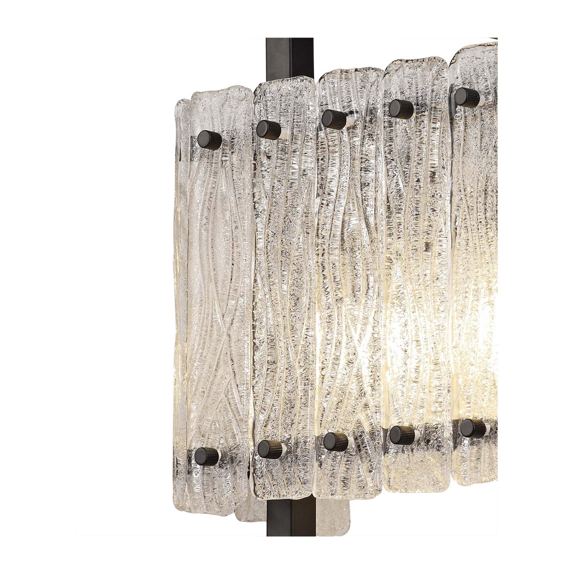 Fabula Sutton 2 Light Wall Lamp - Matt Black & Crystal Sand Glass