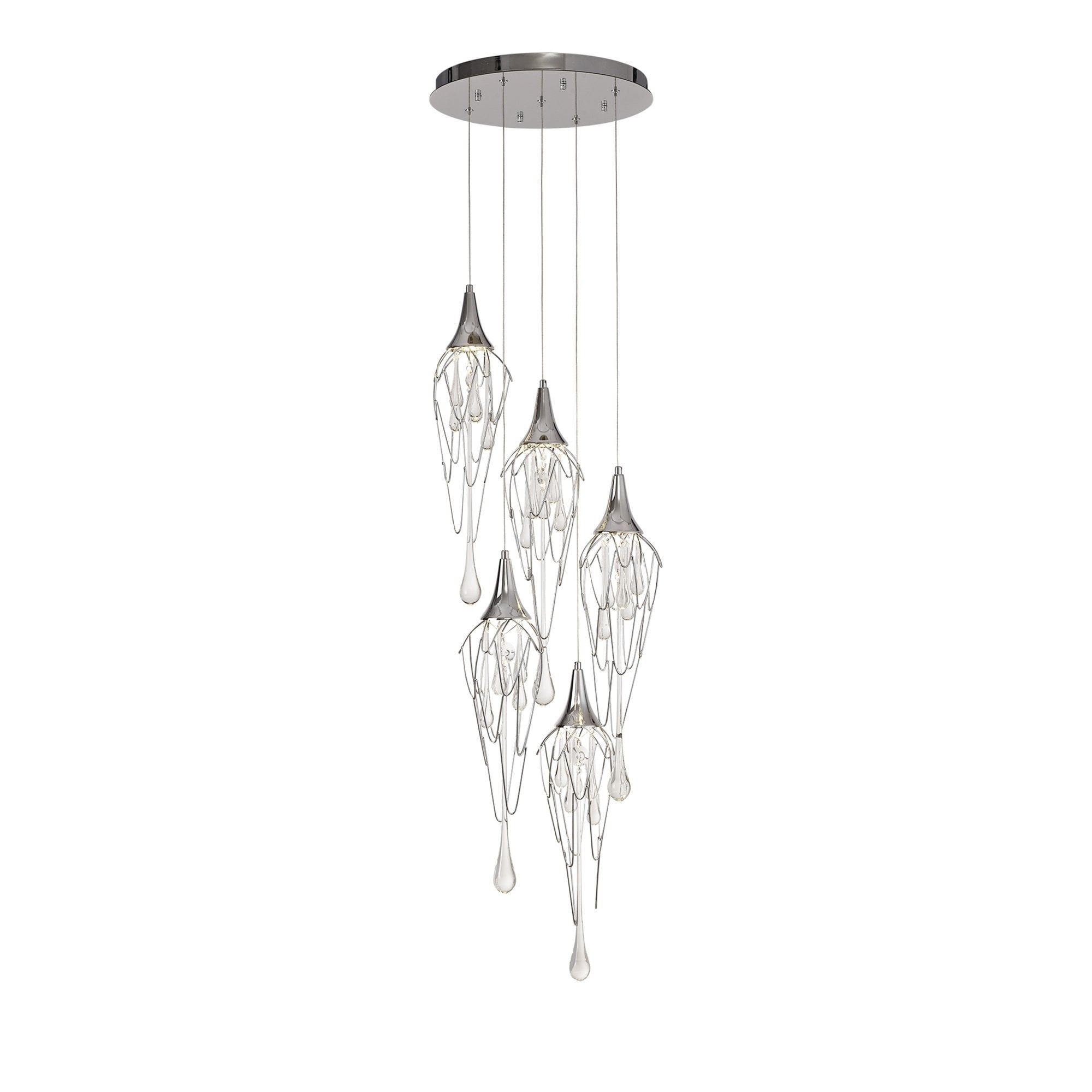Fabula Albion 5 Light Round Pendant - Polished Chrome