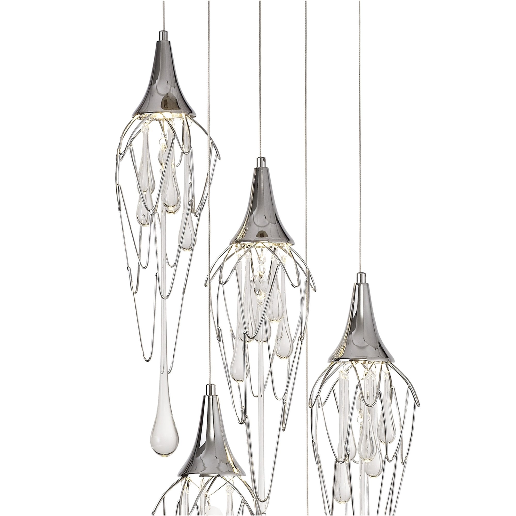 Fabula Albion 5 Light Round Pendant - Polished Chrome