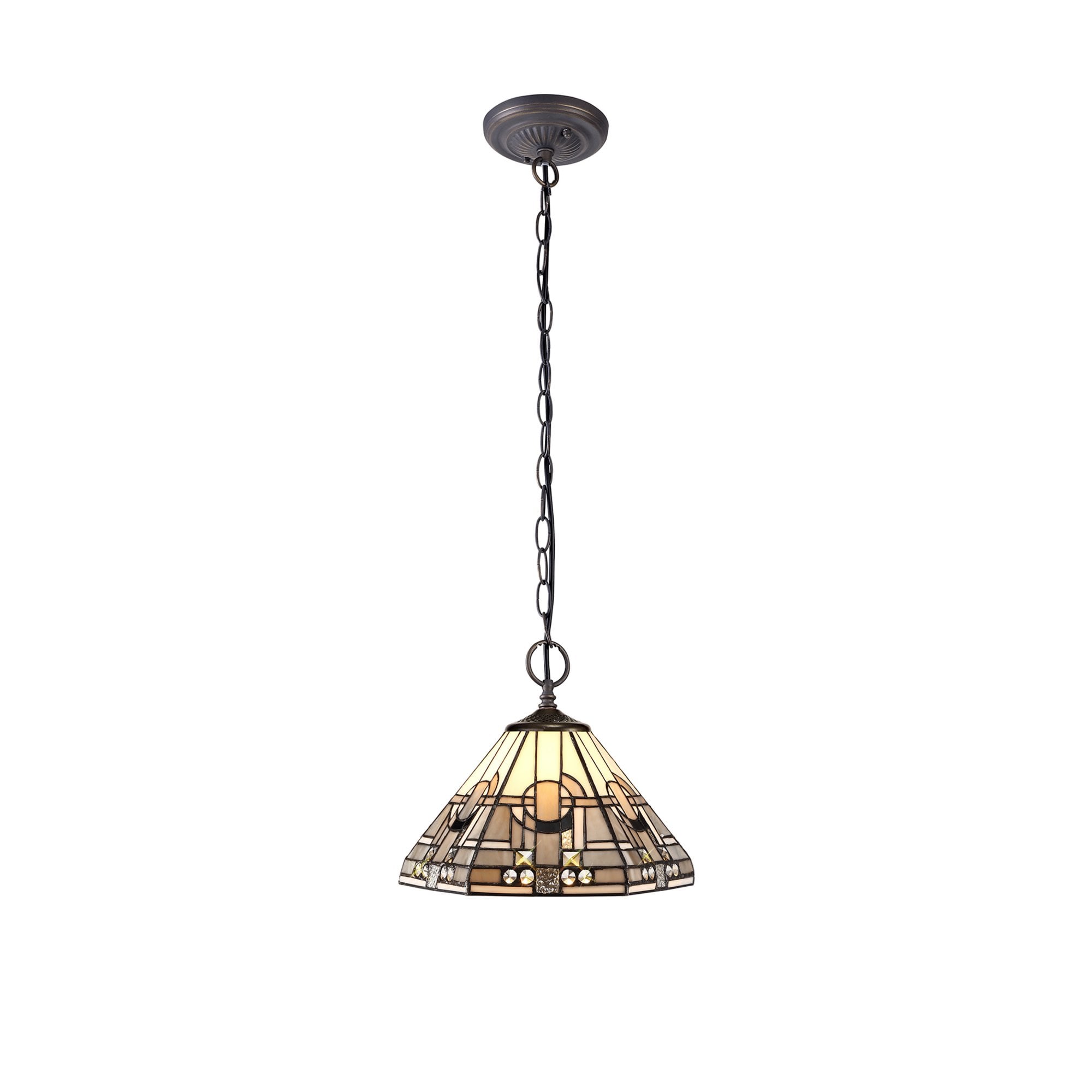 Fabula Cranbourne 2 Light Downlighter Pendant - 30cm Tiffany Shade - Grey