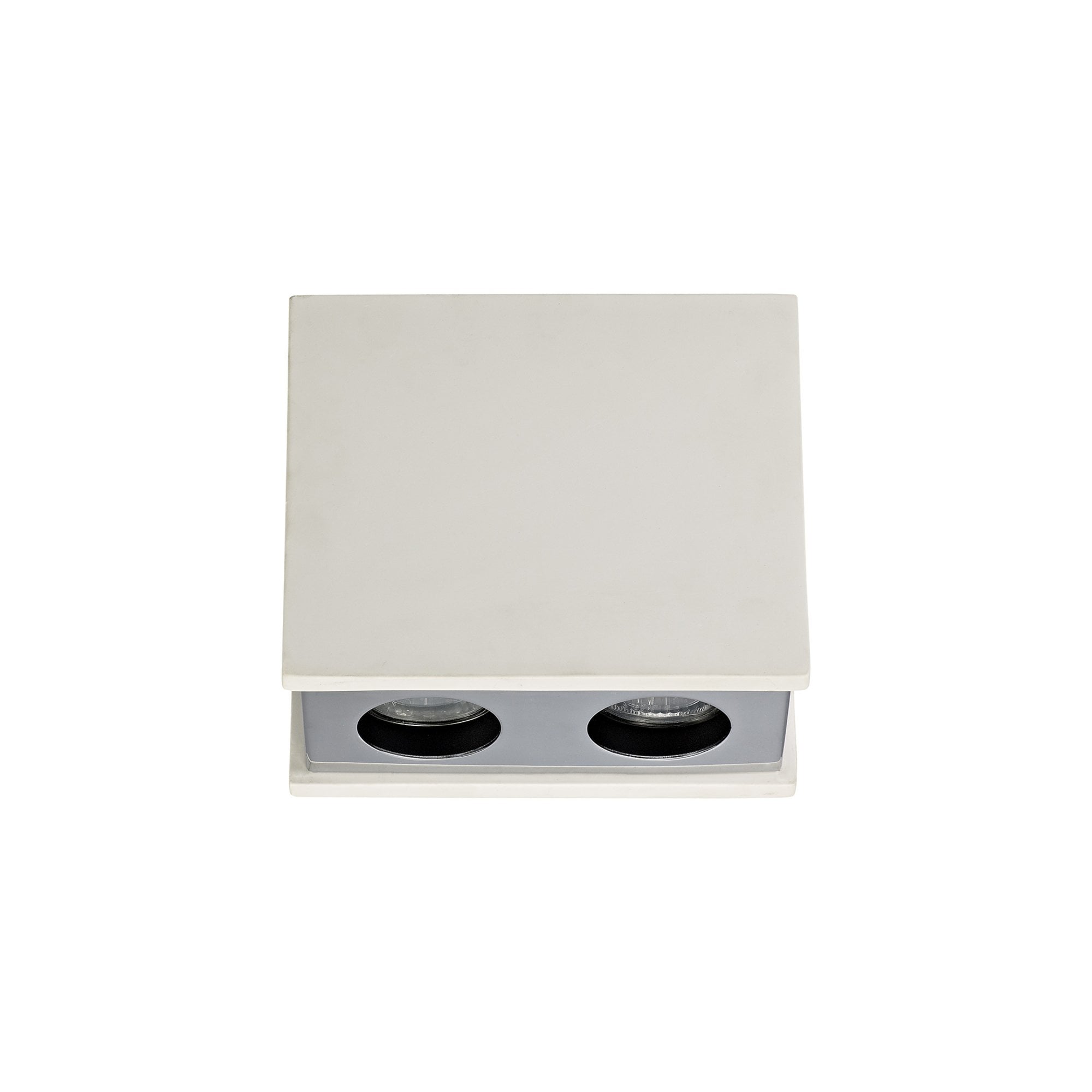 Fabula Trevose 2 Light Rectangular Ceiling Spot Light - White Paintable Gypsum & Polished Chrome Cover