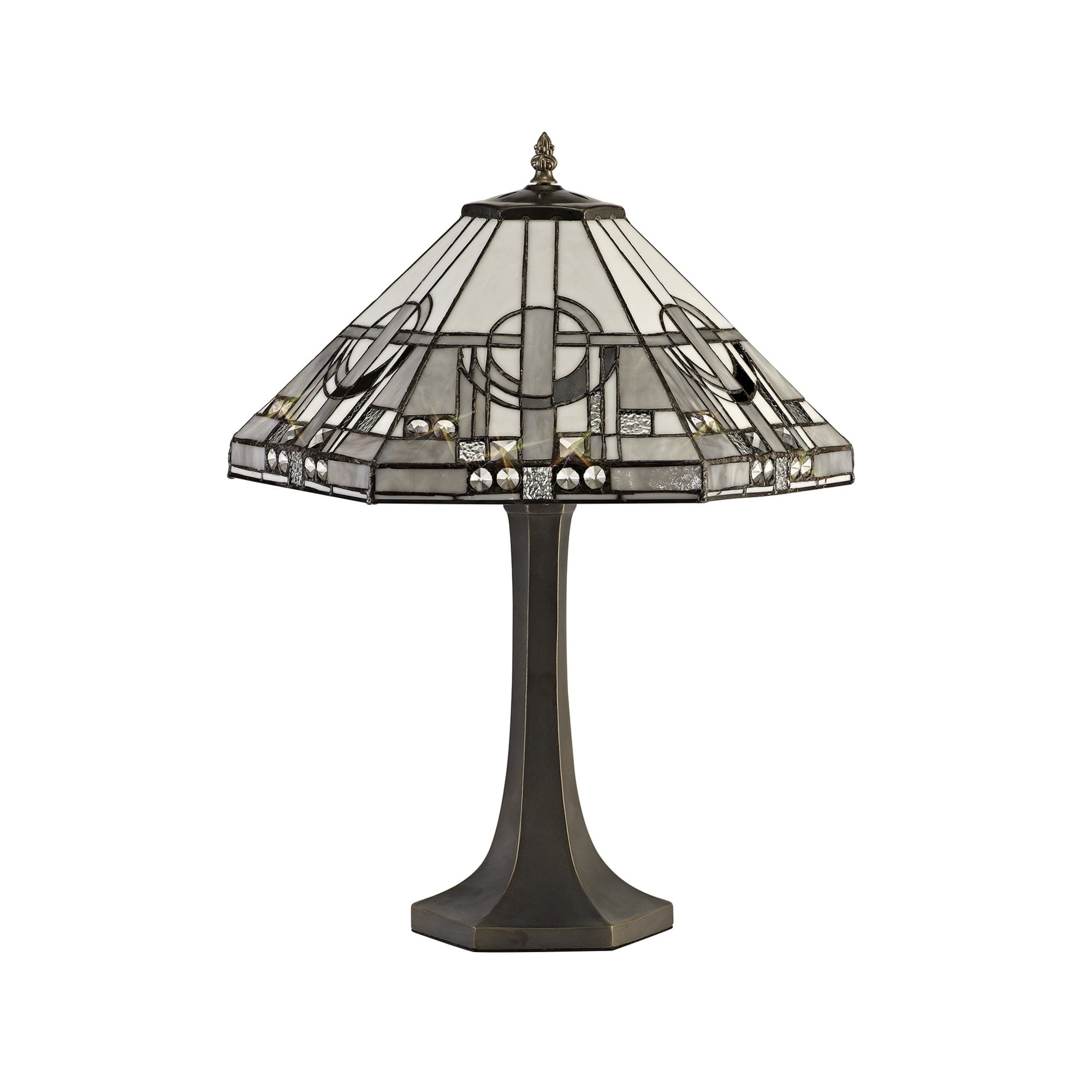 Fabula Cranbourne 2 Light Curved Table Lamp - 40cm Tiffany Shade - Grey