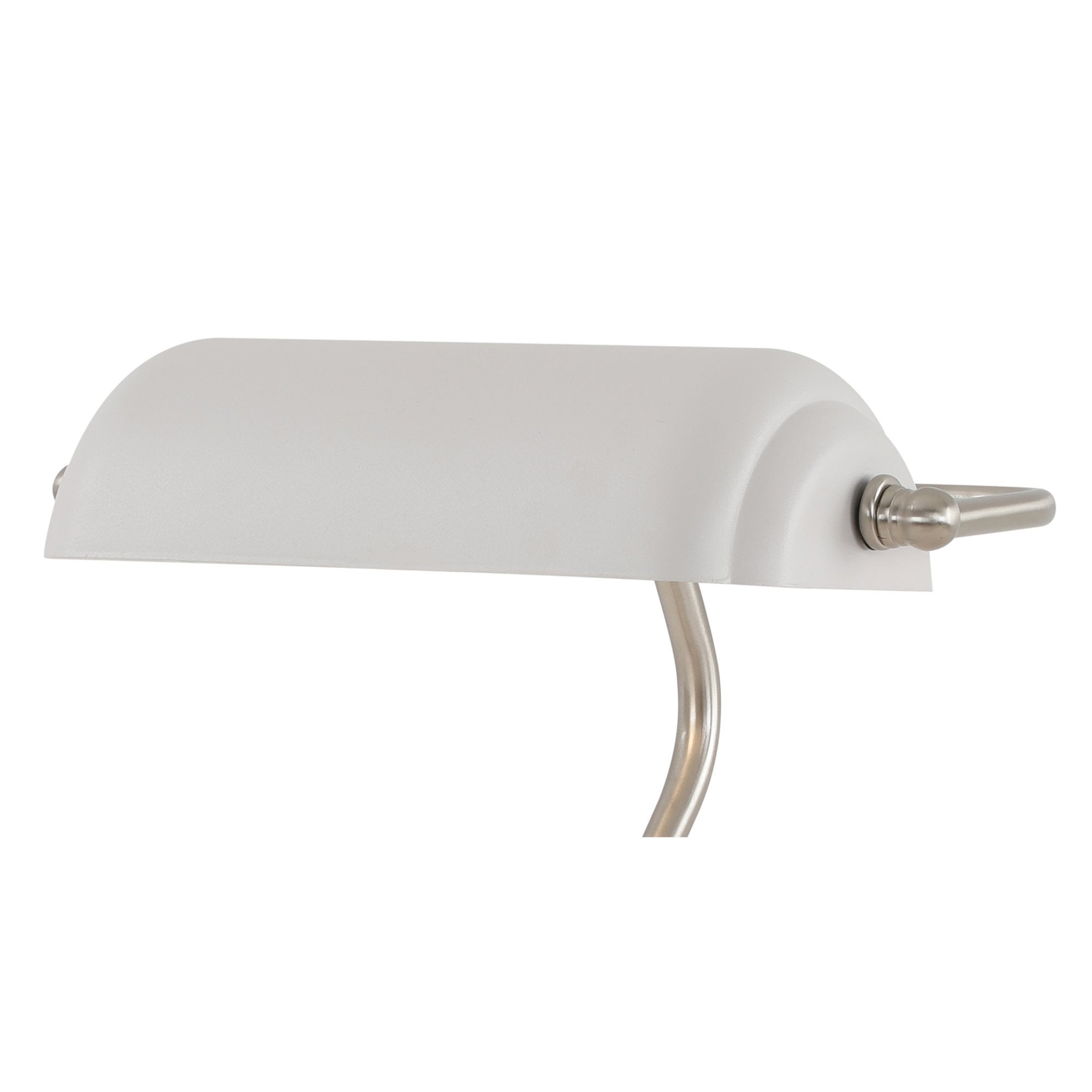 Fabula Forest Single Bankers Table Lamp - Satin Nickel & Sand White