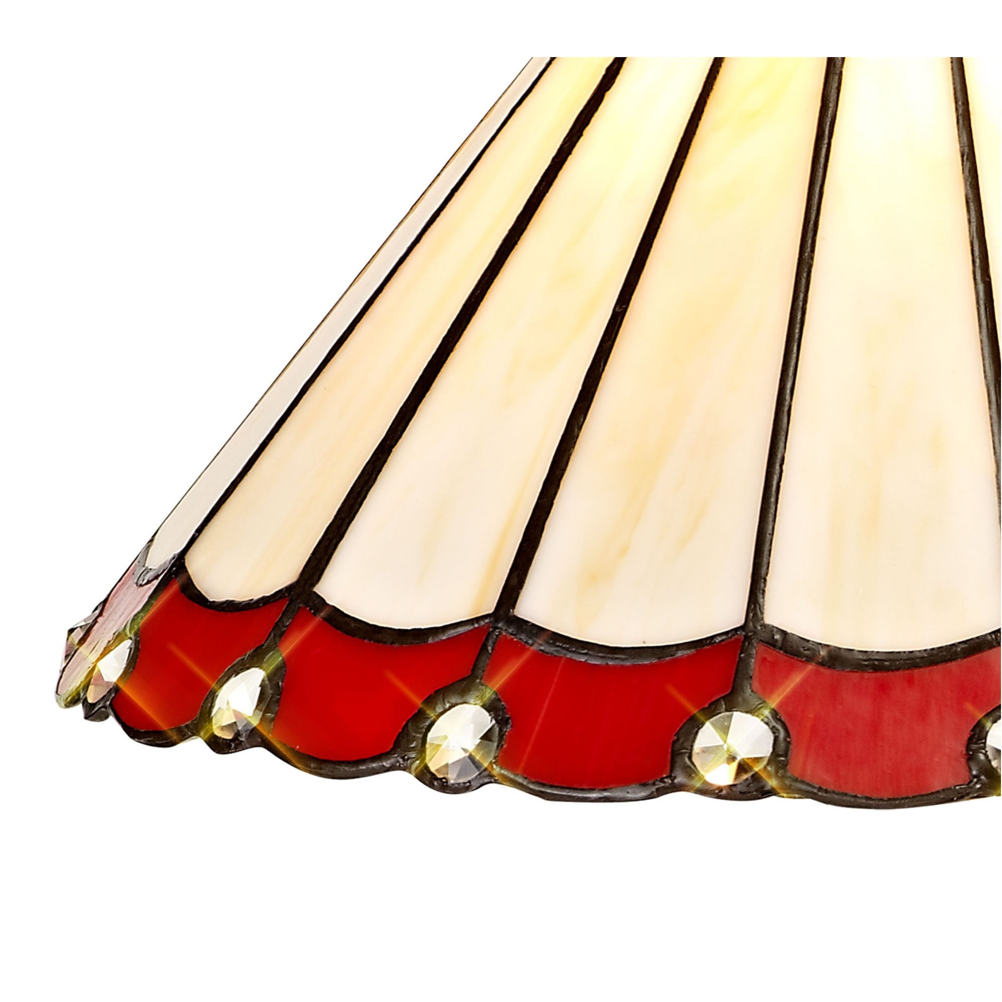 Fabula Amberley 30cm Tiffany Shade - Red & Cream - Shade Only