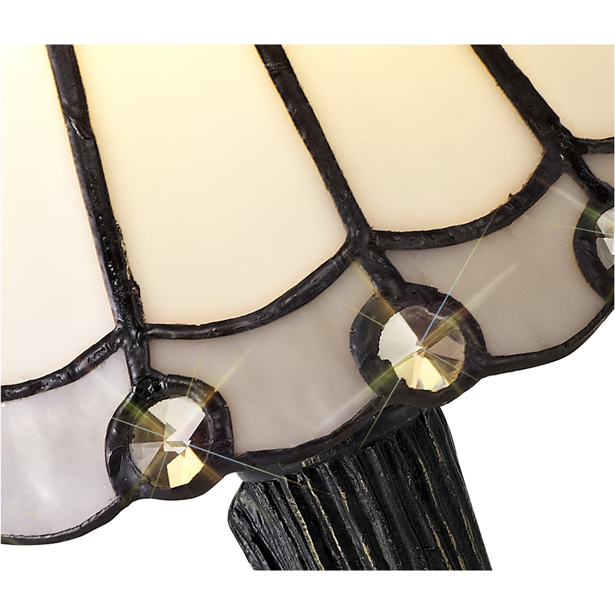 Fabula Amberley Tiffany Table Lamp - Grey & White