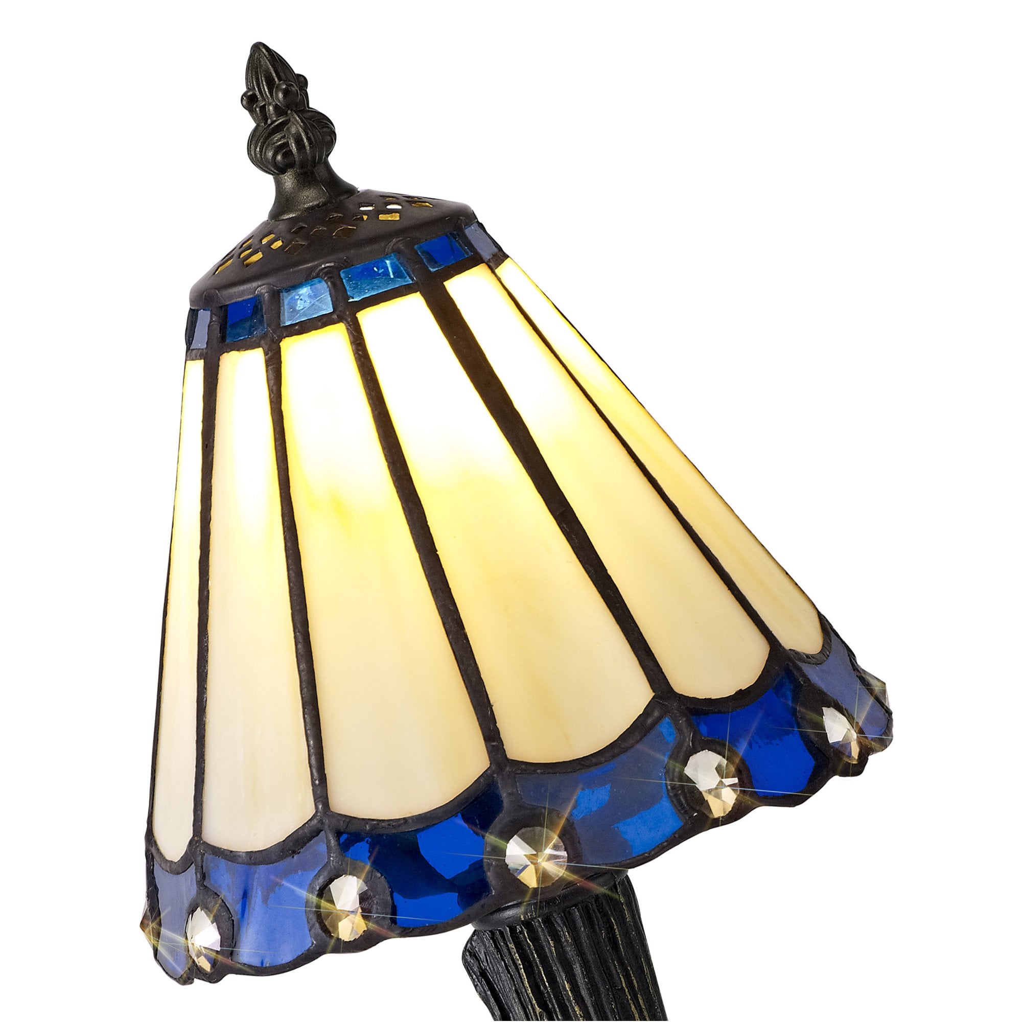 Fabula Amberley Tiffany Table Lamp - Blue & Cream