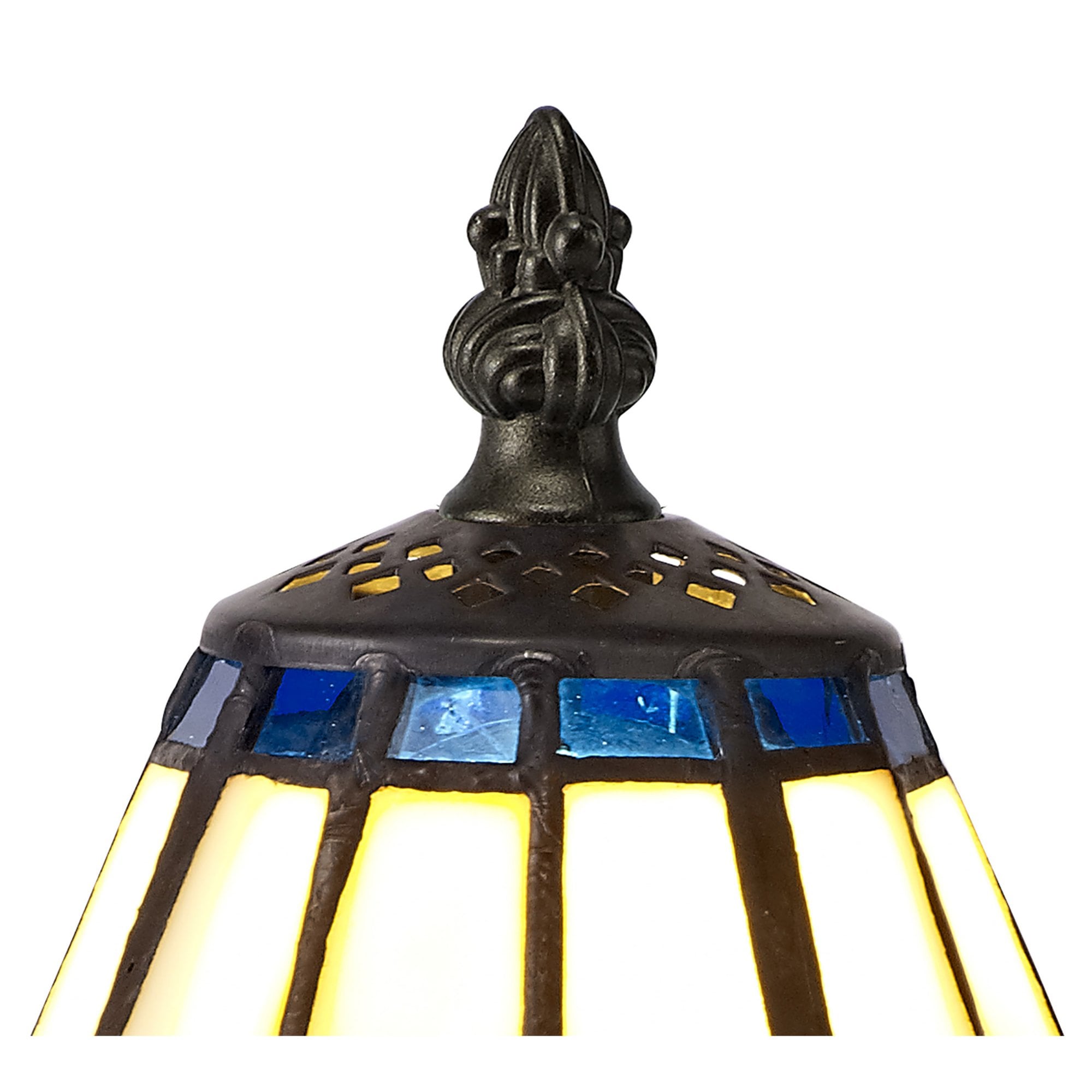 Fabula Amberley Tiffany Table Lamp - Blue & Cream