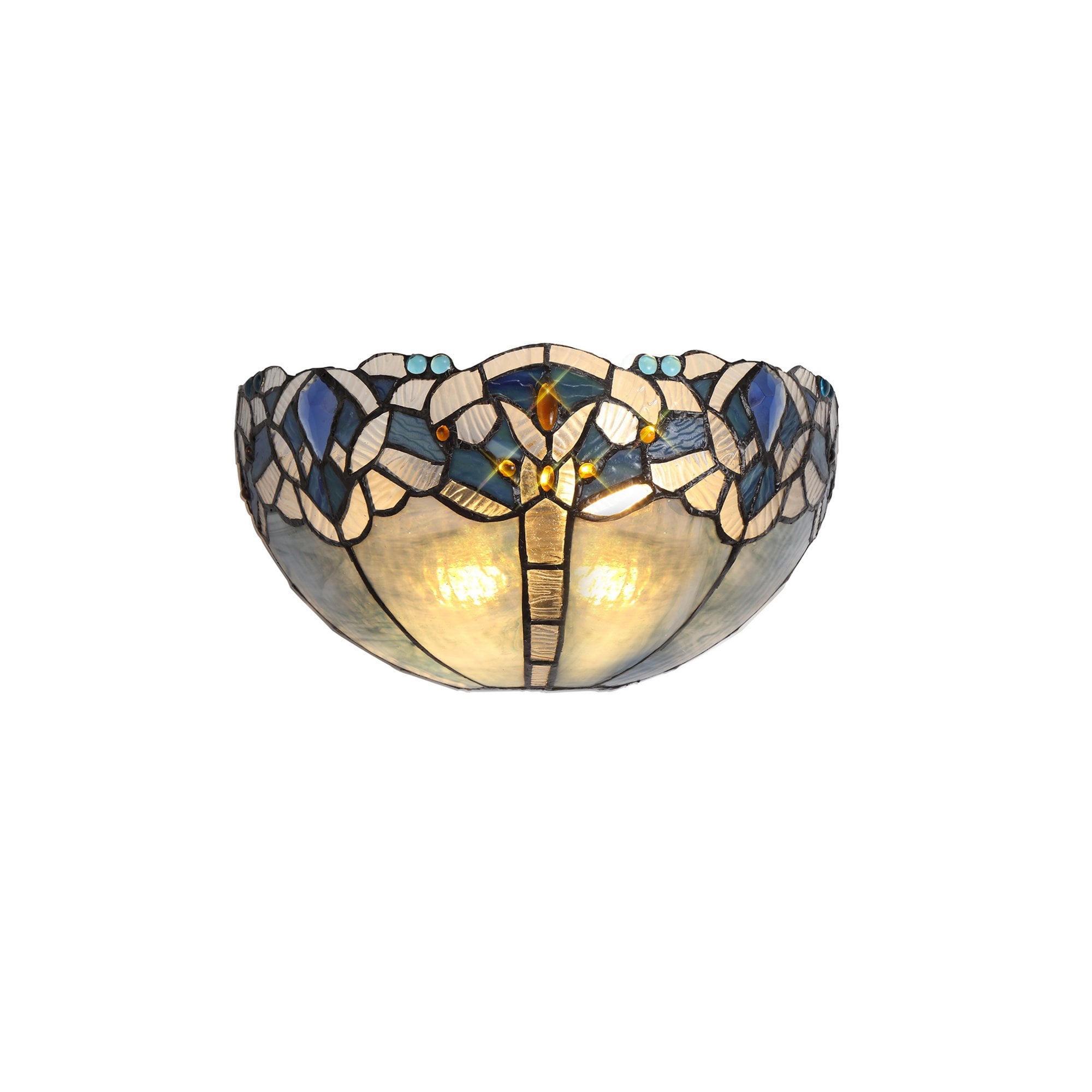 Fabula Newmans 2 Light Wall Lamp - 30cm Tiffany Shade - Blue