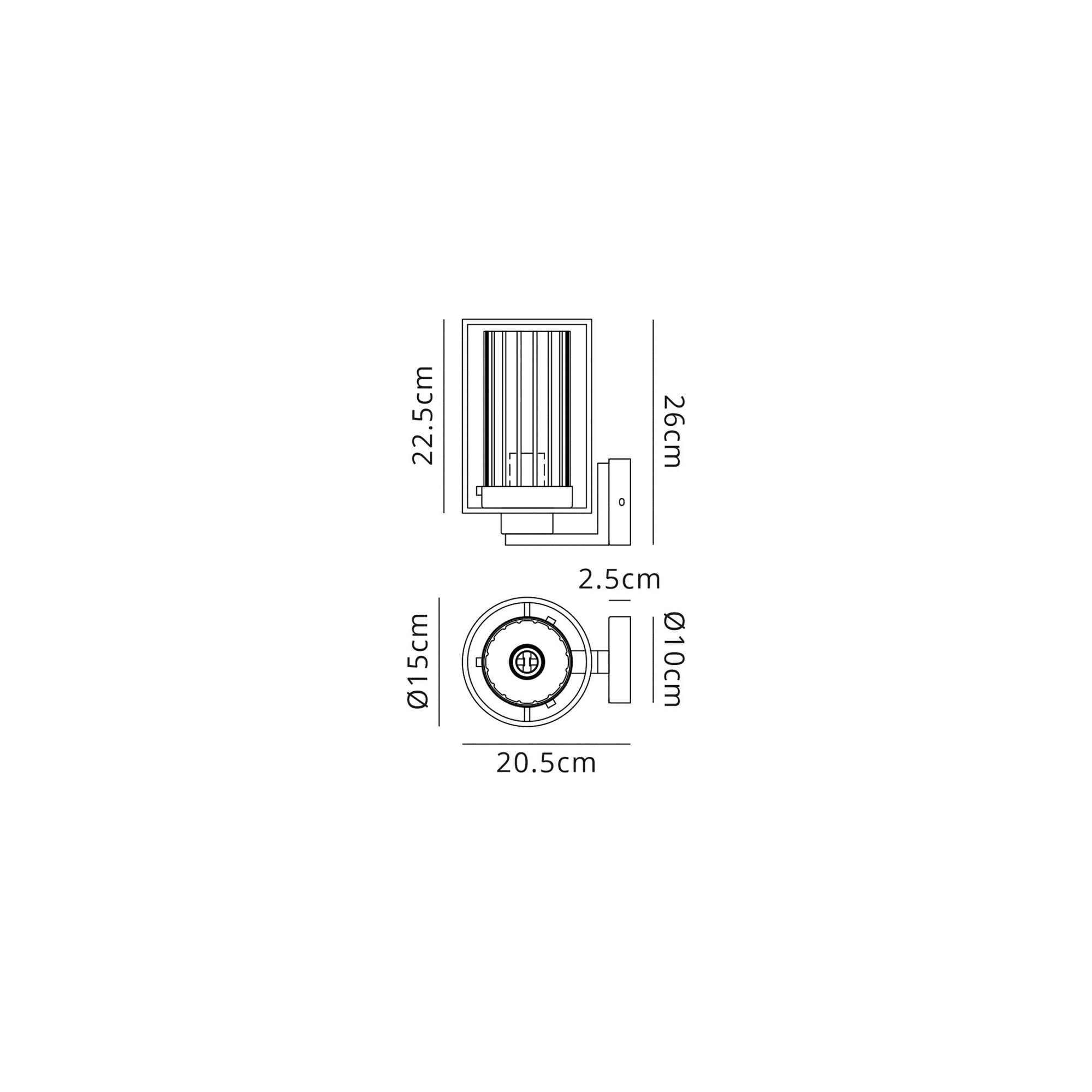 Fabula Rowans Single Wall Light - Black & Clear Glass