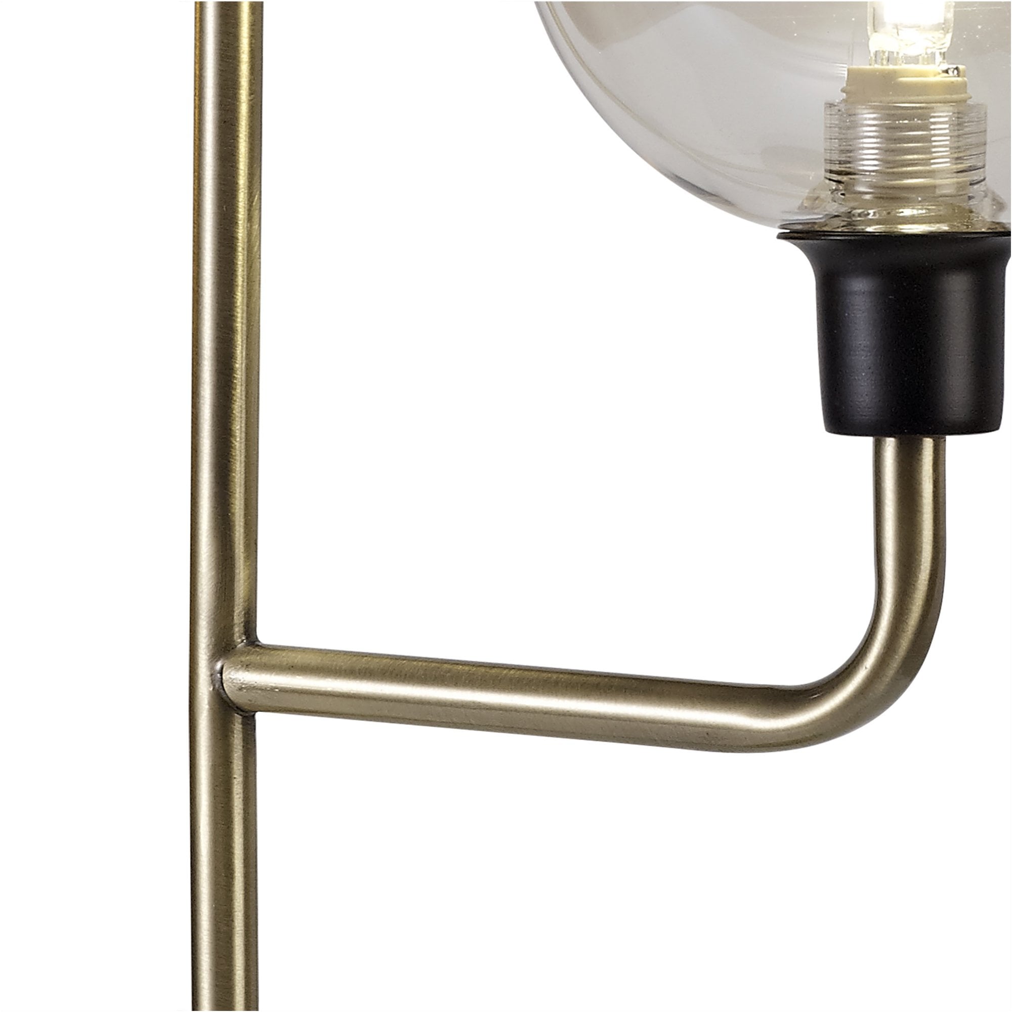 Fabula Appleby 2 Light Table Lamp - Matt Black, Antique Brass & Cognac Glass