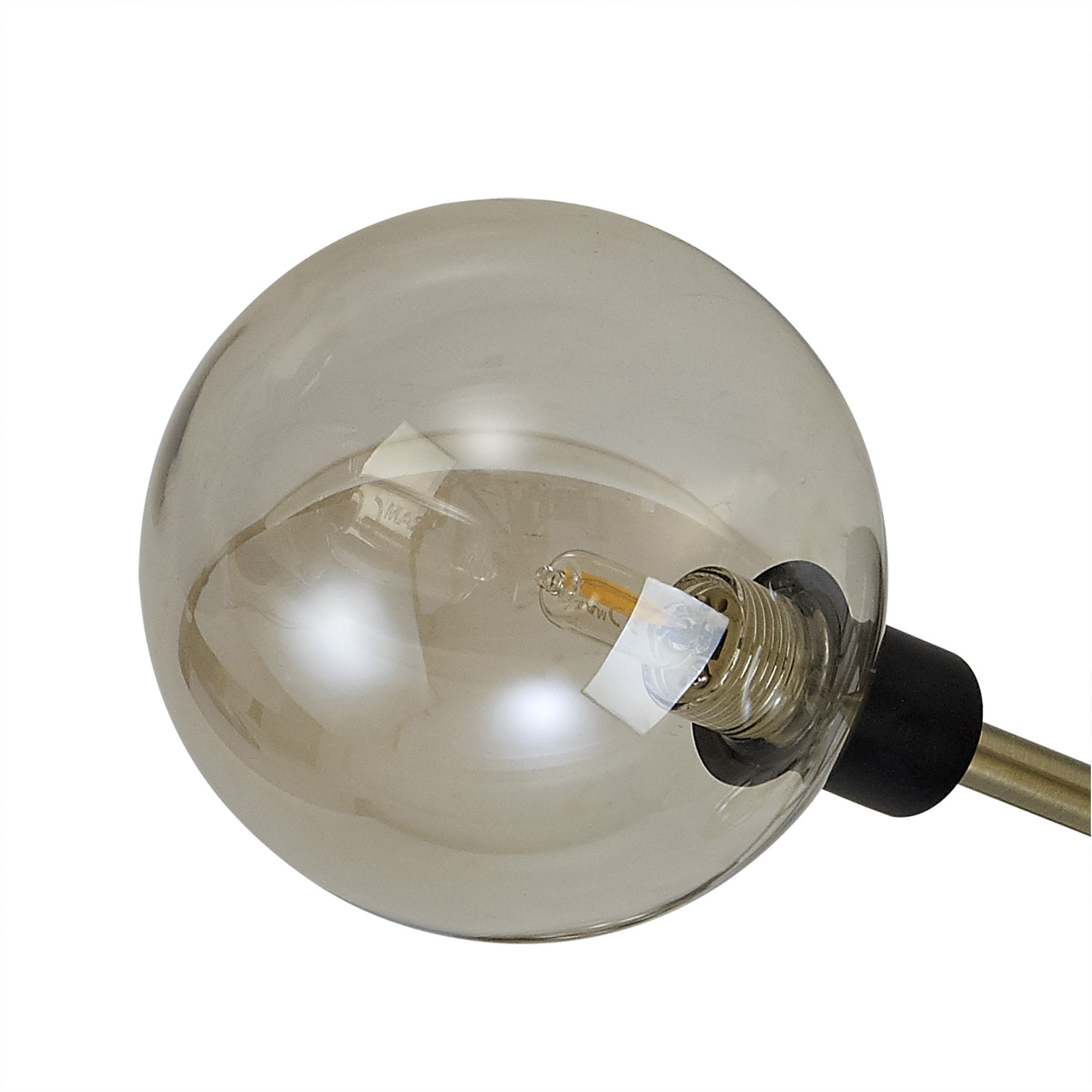 Fabula Appleby 9 Light Flush Light - Matt Black, Antique Brass & Cognac Glass