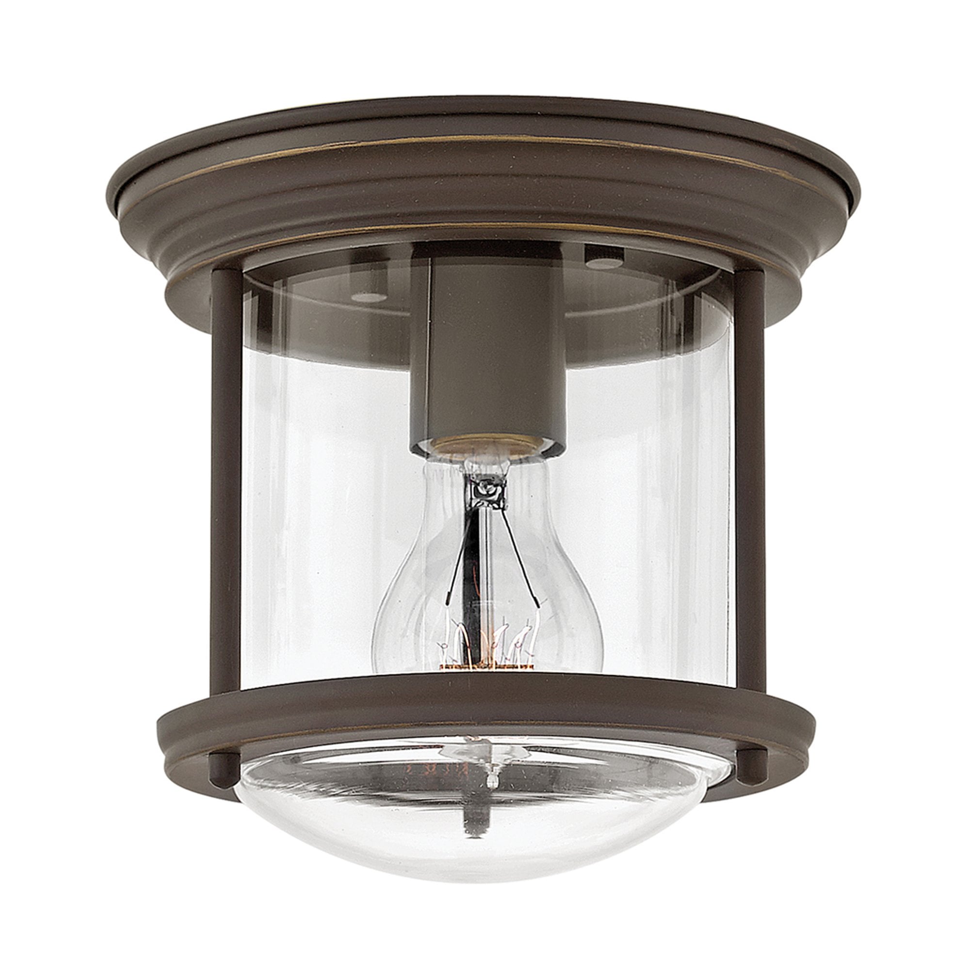 Quintiesse Hadrian Single Bathroom Flush Fitting - Clear Glass - Oil Rubbed Bronze