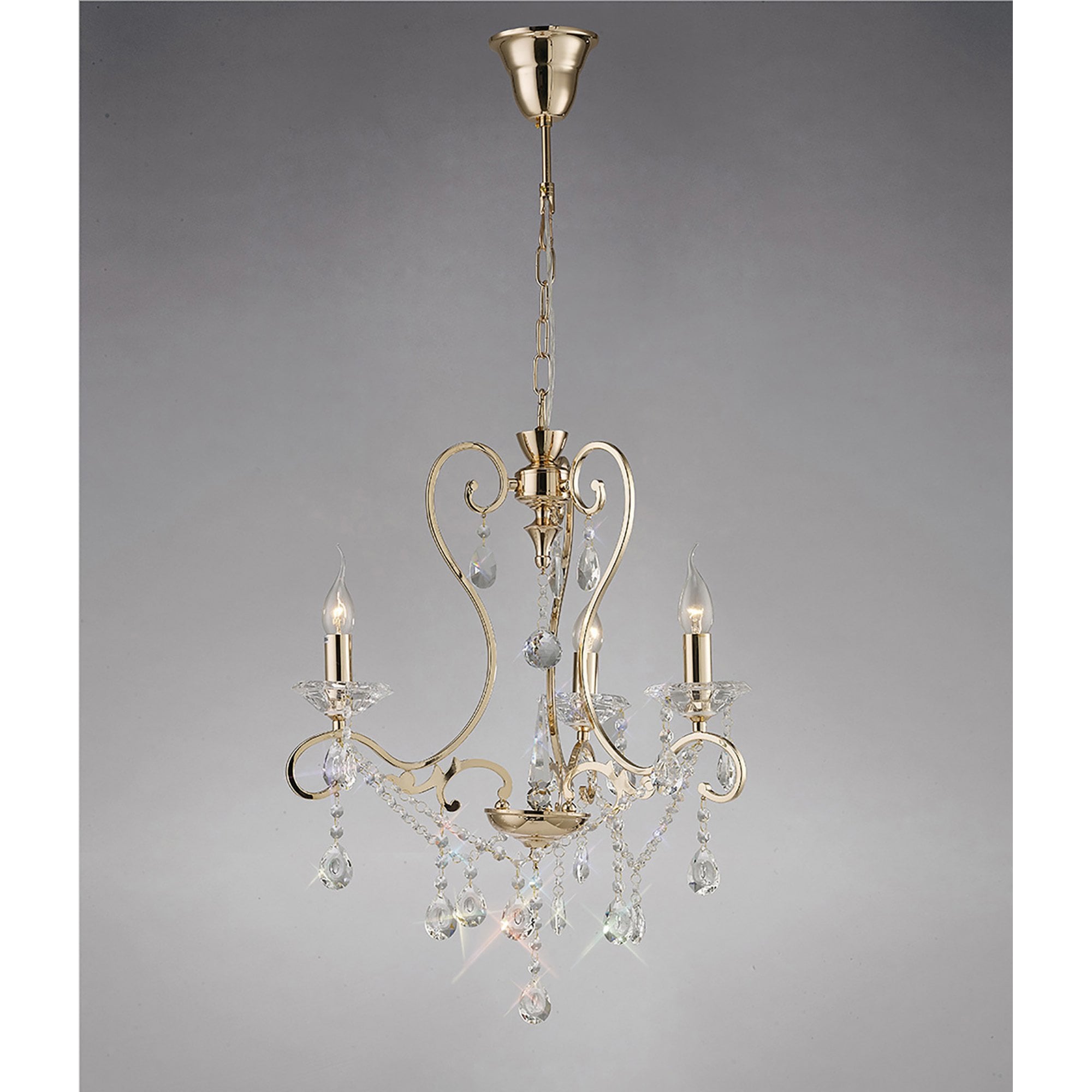 Diyas IL32063 Vela Pendant 3 Light French Gold/Crystal