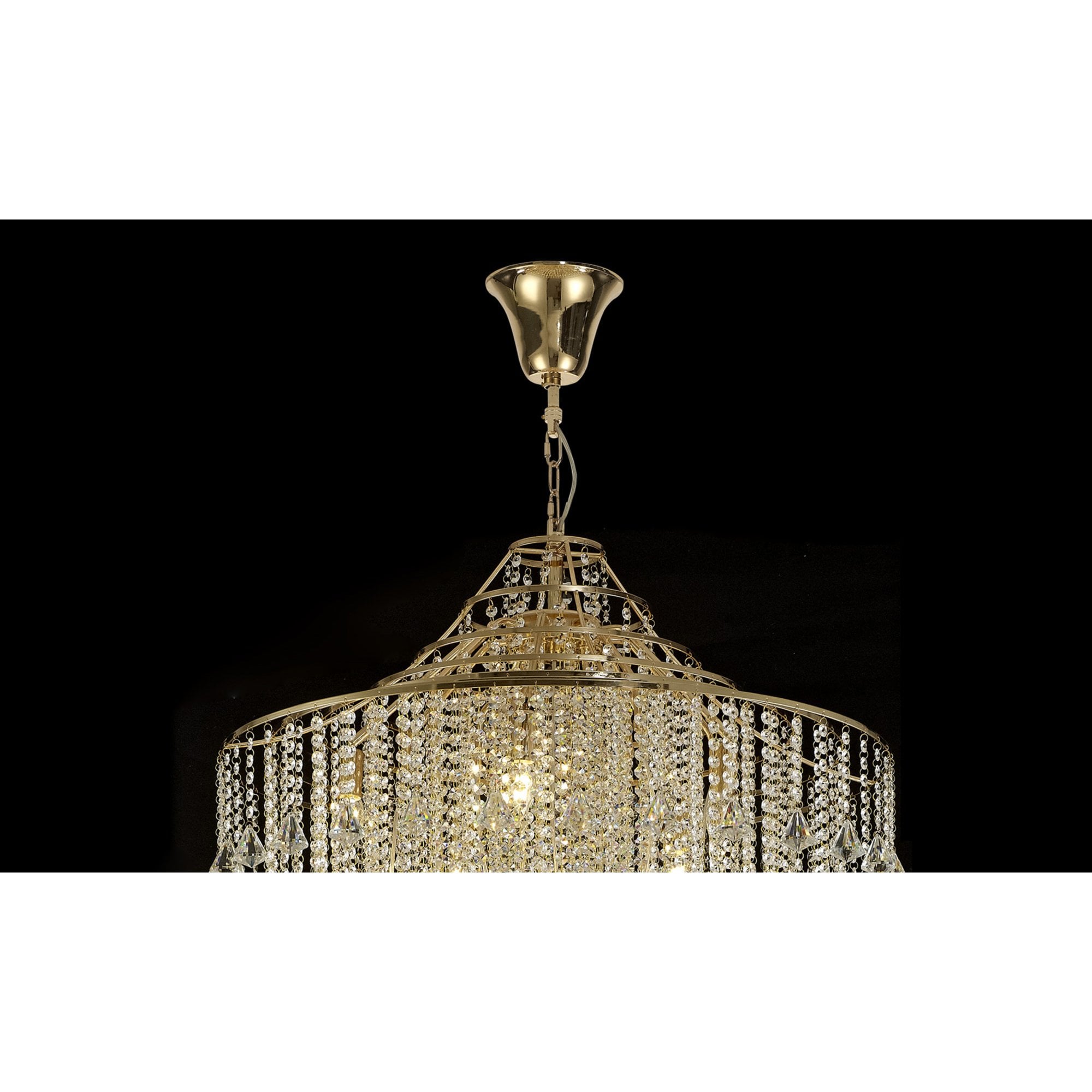Diyas IL32776 Inina Tall Pendant 15 Light E14 French Gold/Crystal