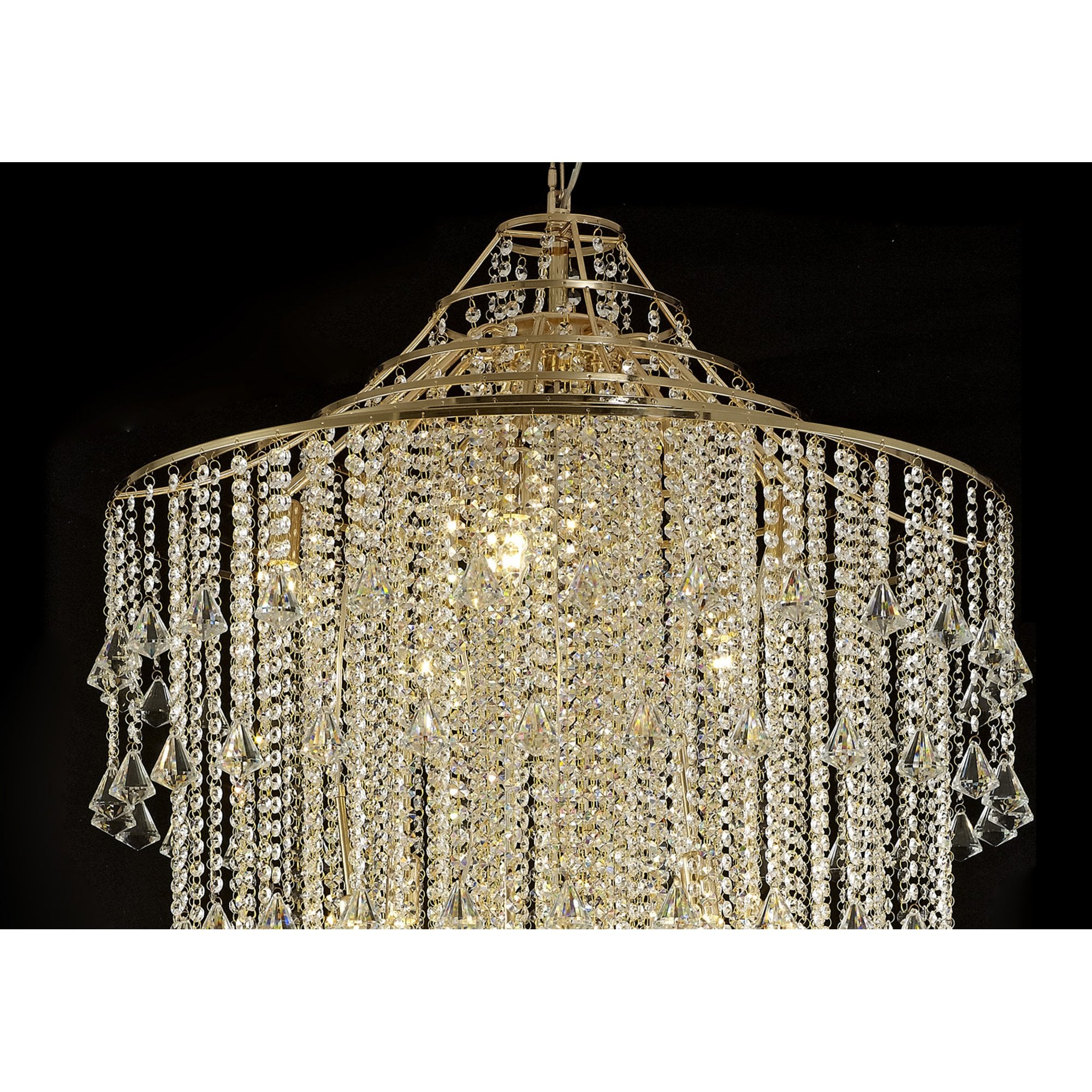 Diyas IL32776 Inina Tall Pendant 15 Light E14 French Gold/Crystal