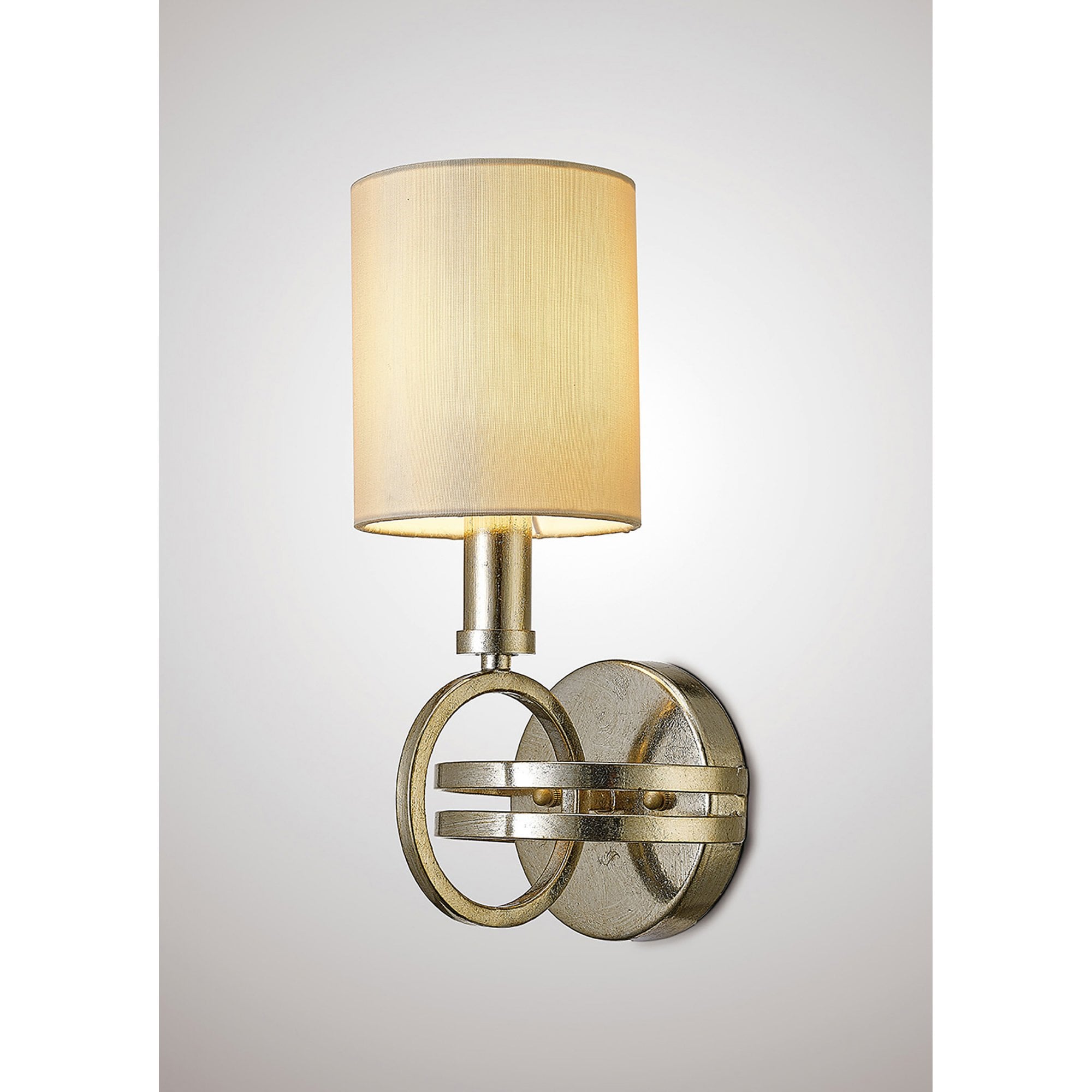 Diyas IL31700 Isabella Wall Light With Beige Shade 1 Light Antique Silver