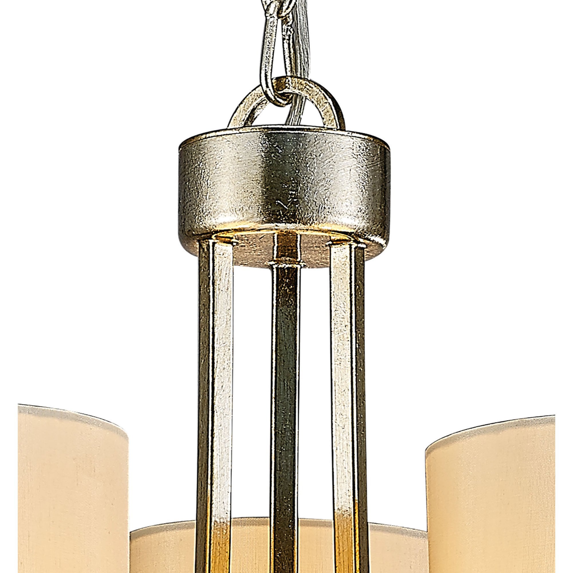 Diyas IL31701 Isabella Pendant With Beige Shade 3 Light E14 Antique Silver/Teak Plated