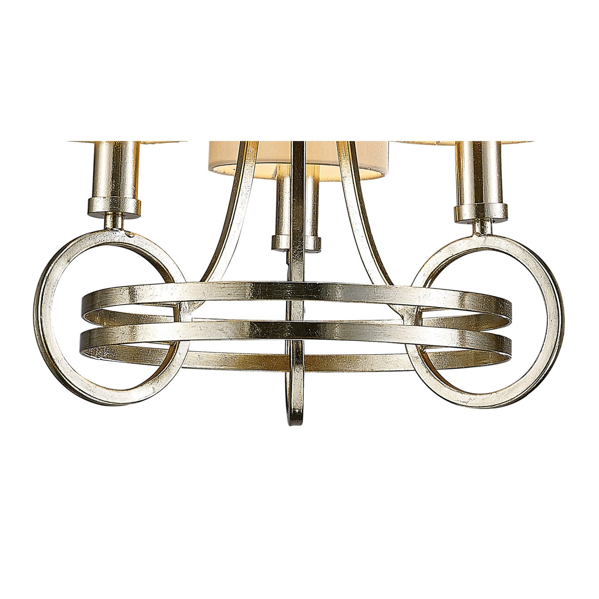 Diyas IL31701 Isabella Pendant With Beige Shade 3 Light E14 Antique Silver/Teak Plated