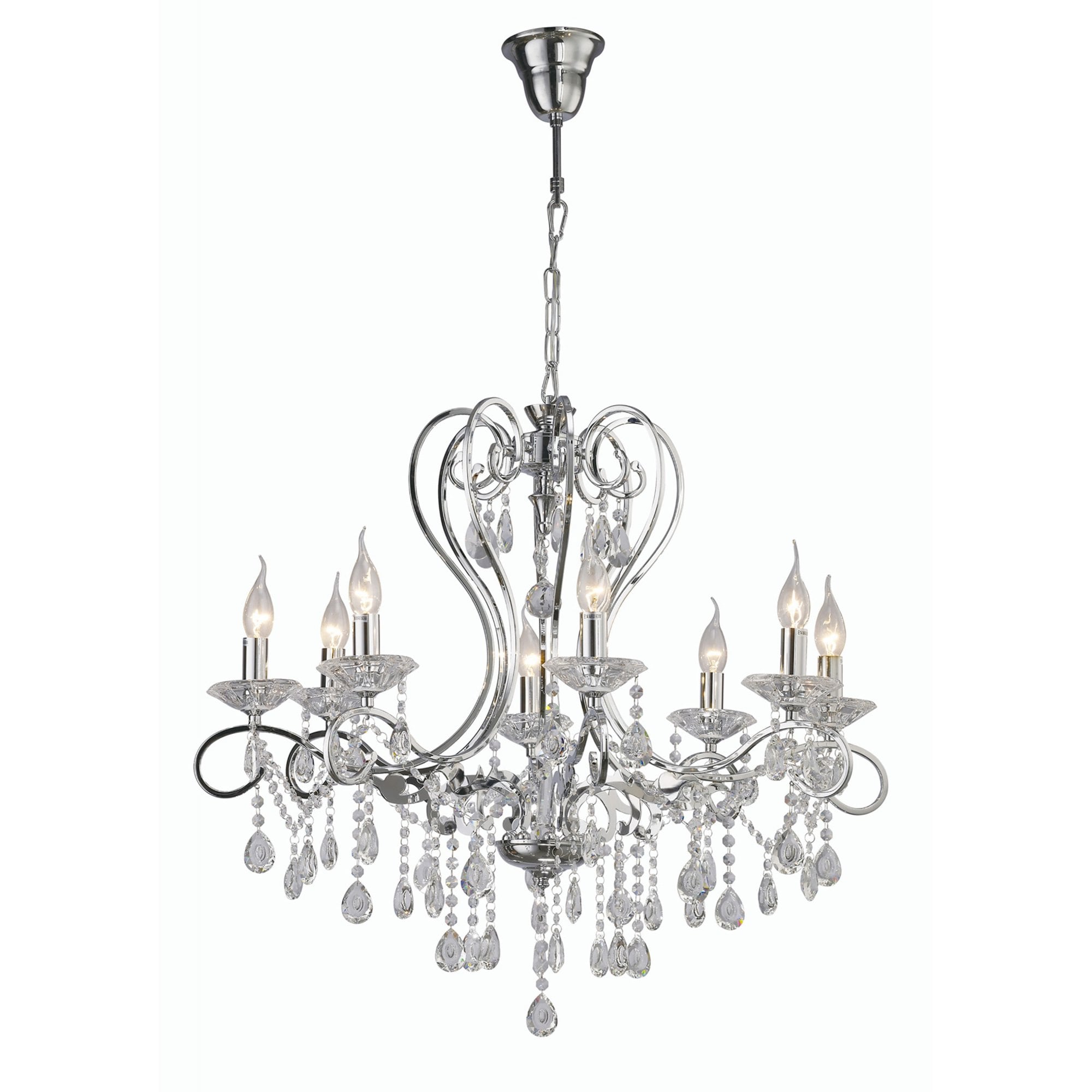 Diyas IL31368 Vela Pendant 8 Light Polished Chrome/Crystal
