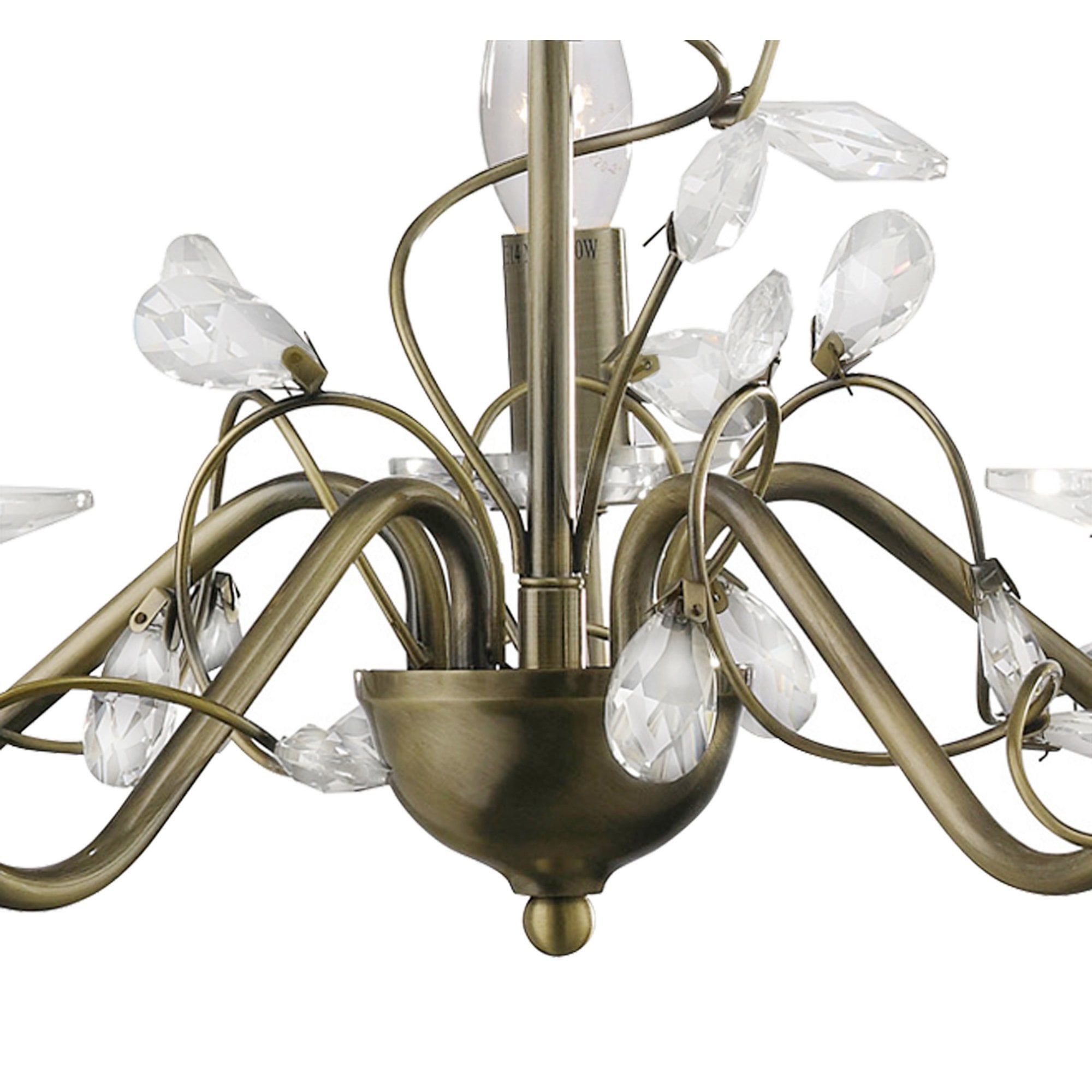 Diyas IL31225 Willow Pendant Without Shade 5 Light Antique Brass/Crystal