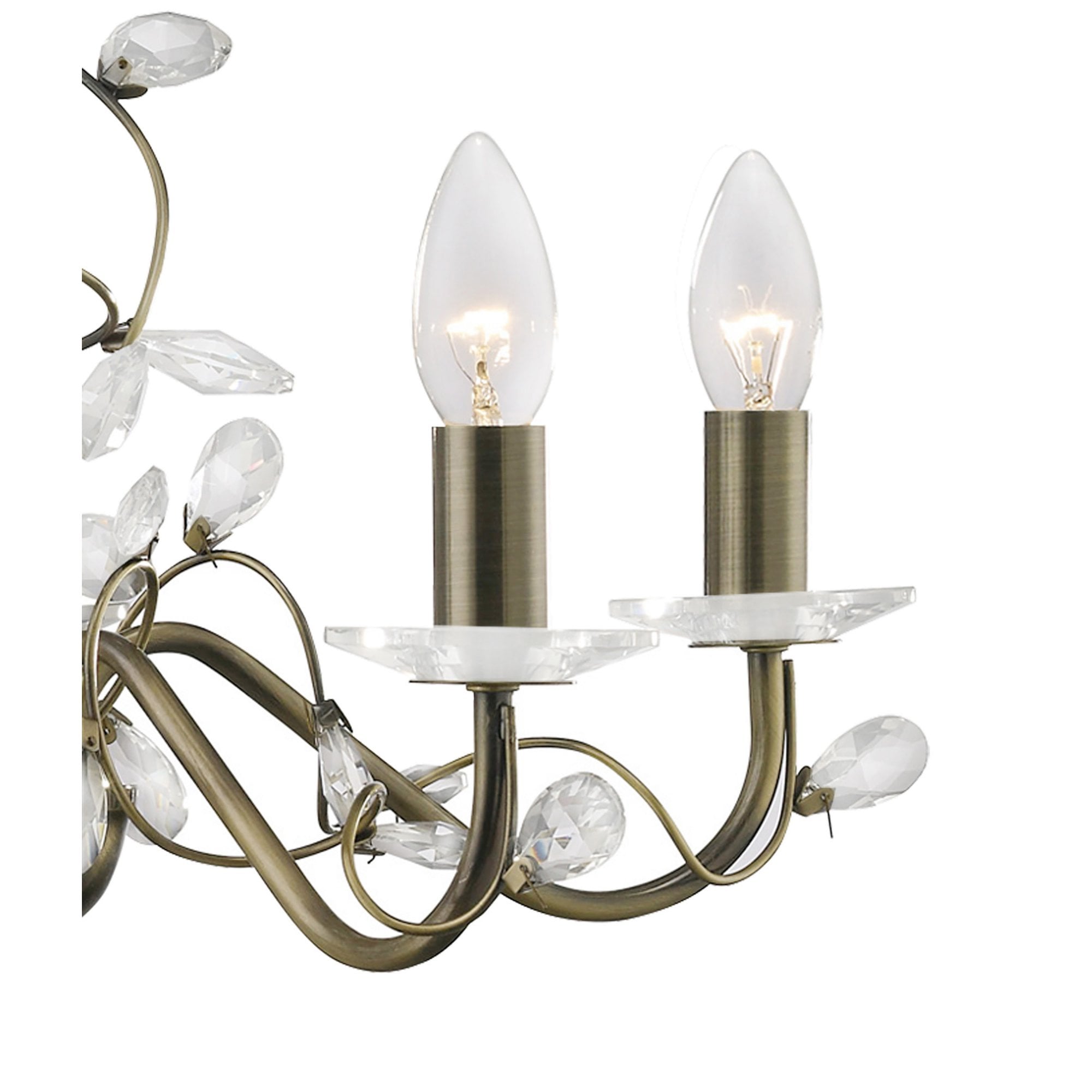 Diyas IL31225 Willow Pendant Without Shade 5 Light Antique Brass/Crystal