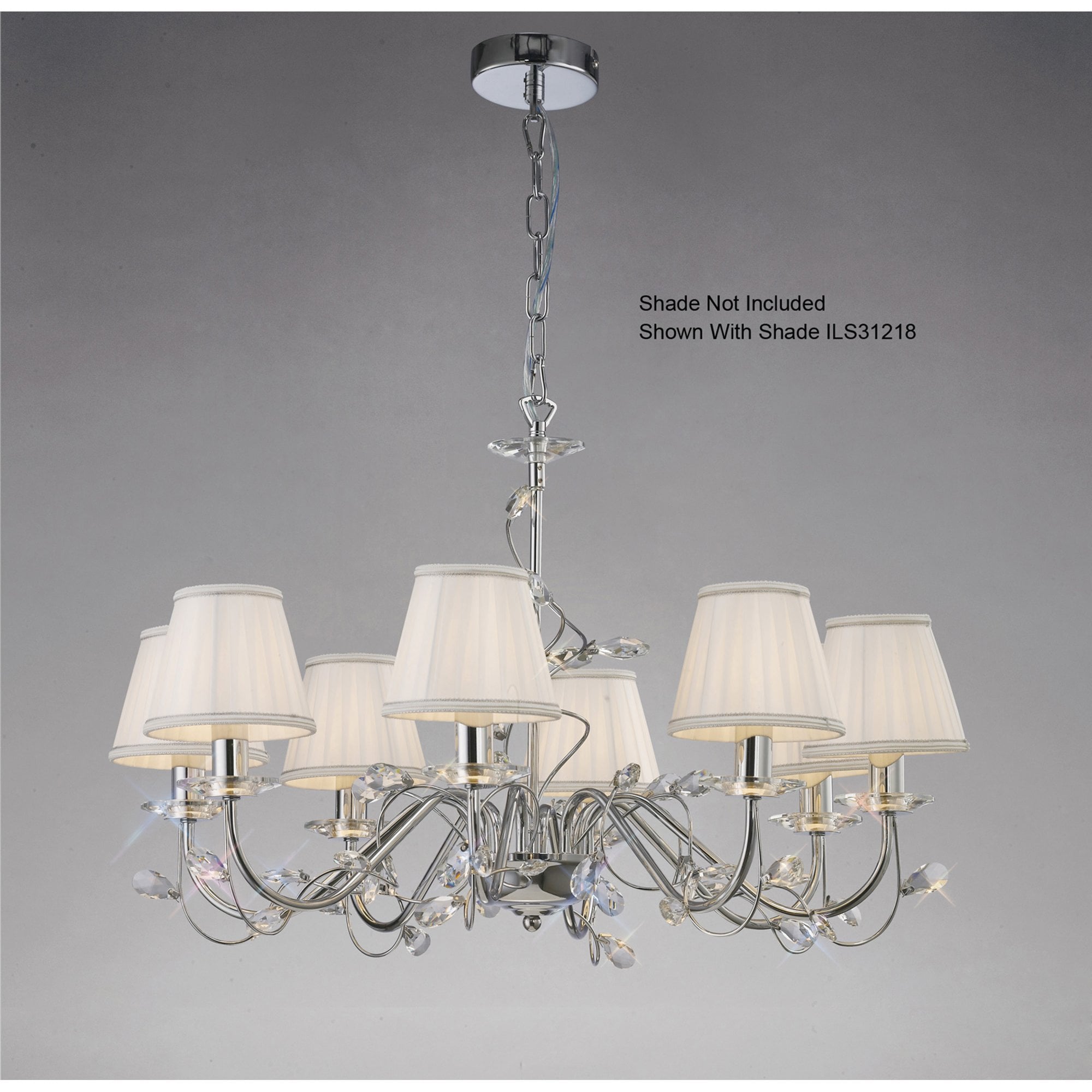 Diyas IL31218 Willow Pendant Without Shade 8 Light Polished Chrome/Crystal