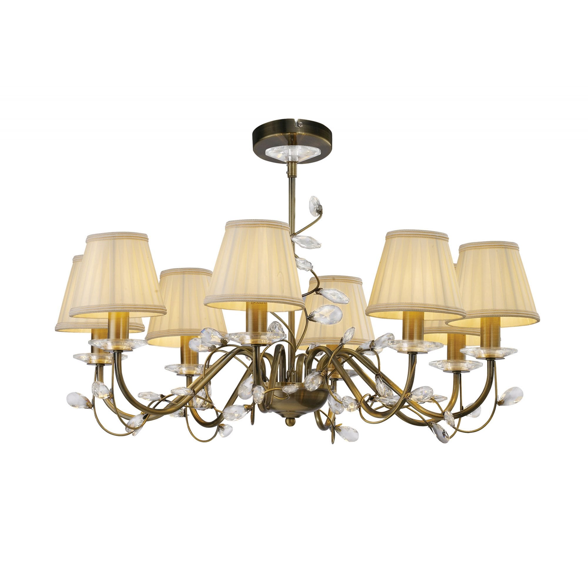 Diyas IL31228 Willow Pendant Without Shade 8 Light Antique Brass/Crystal
