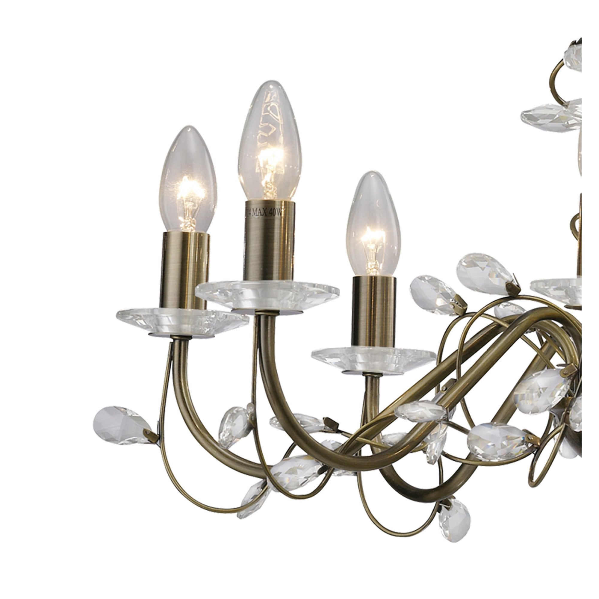 Diyas IL31228 Willow Pendant Without Shade 8 Light Antique Brass/Crystal