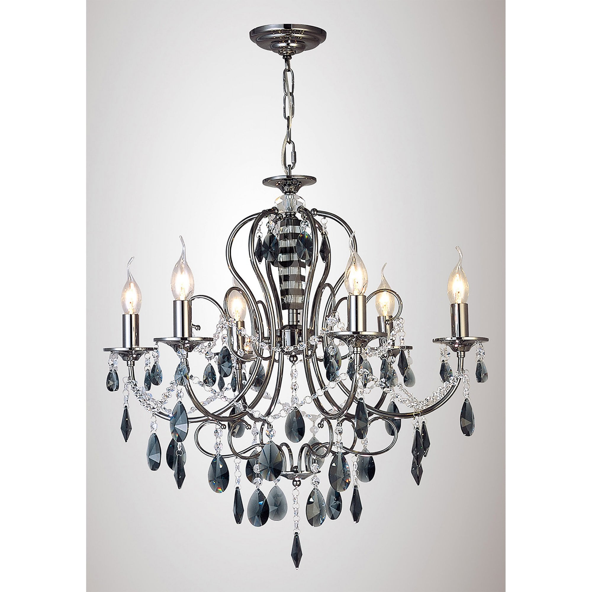 Diyas IL30906 Luna Pendant 6 Light Black Chrome/Crystal