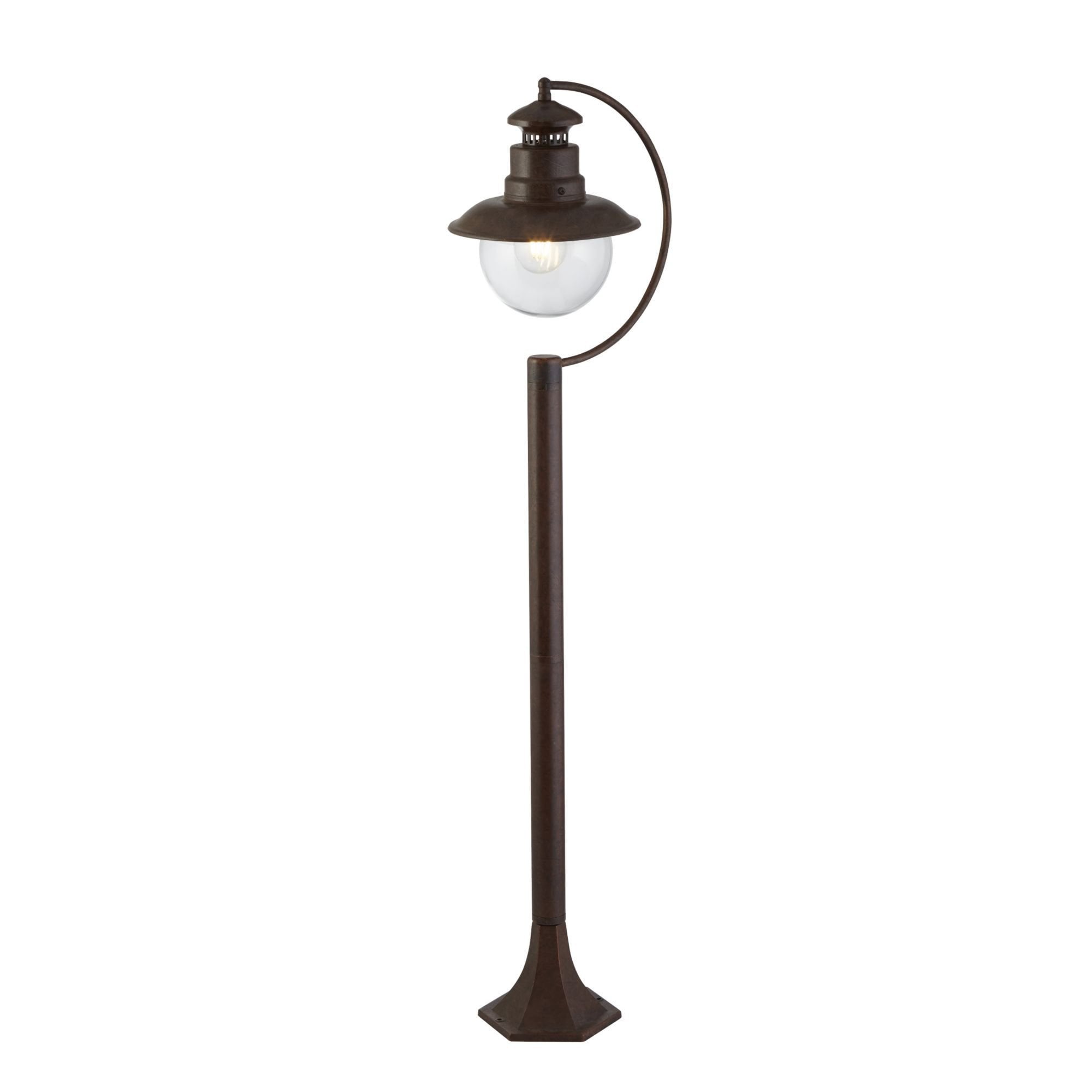 Searchlight Southview 1100mm Outdoor Garden Post - Rustic Brown & Glass - IP44