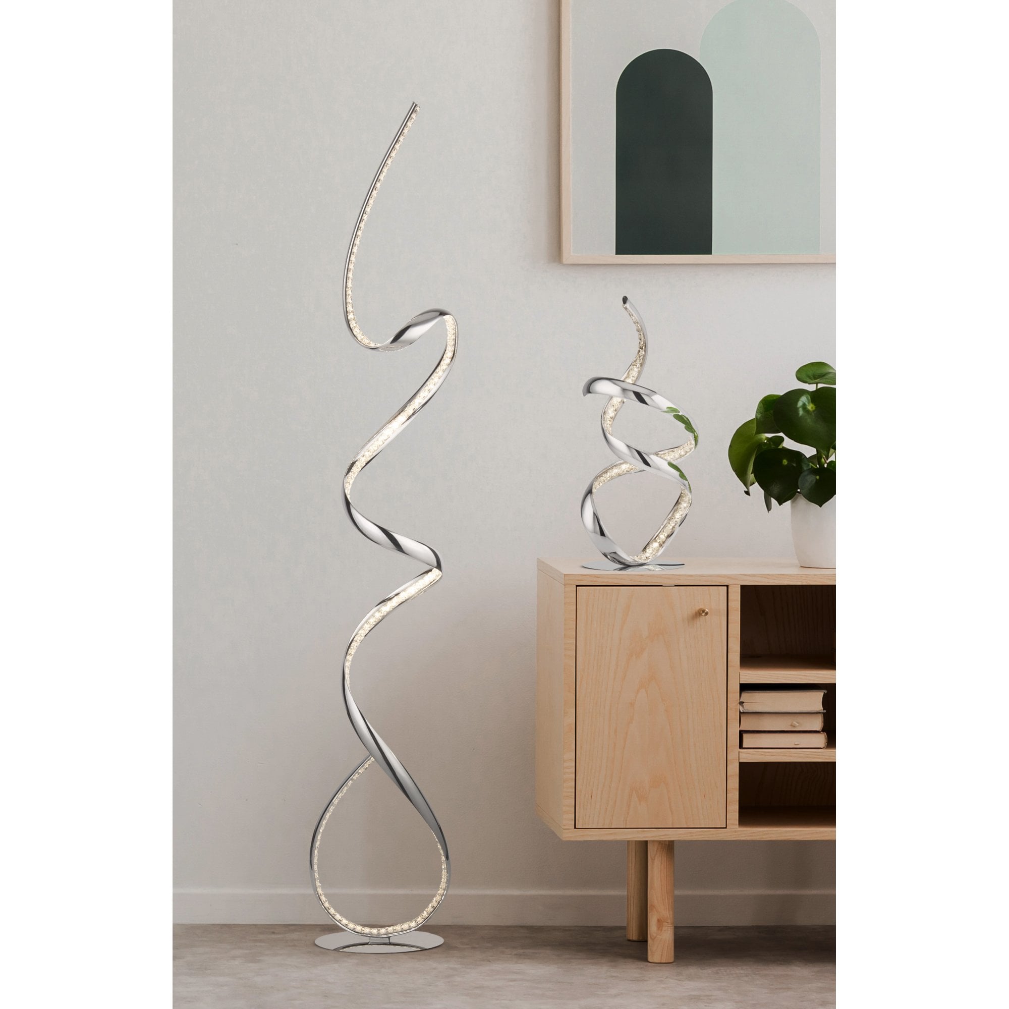 Searchlight Tennyson LED Floor Lamp - Chrome & Clear Crystal