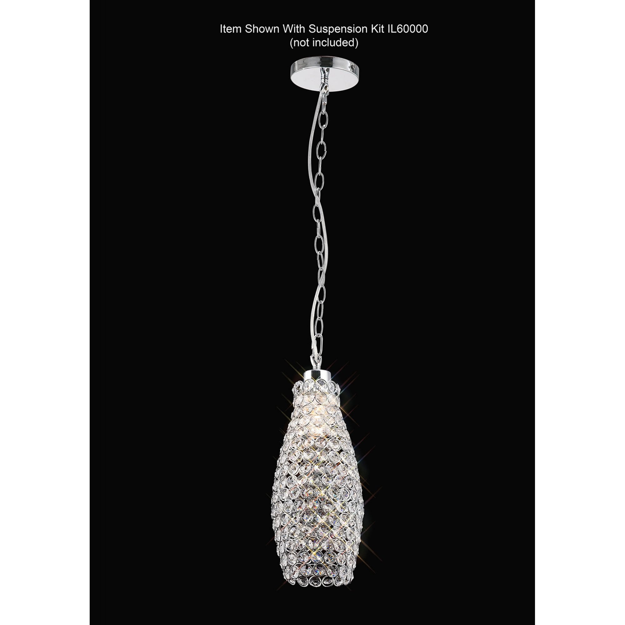 Diyas IL60005 Kudo Crystal Drum Shade - Polished Chrome/Crystal - 13cm - Shade Only