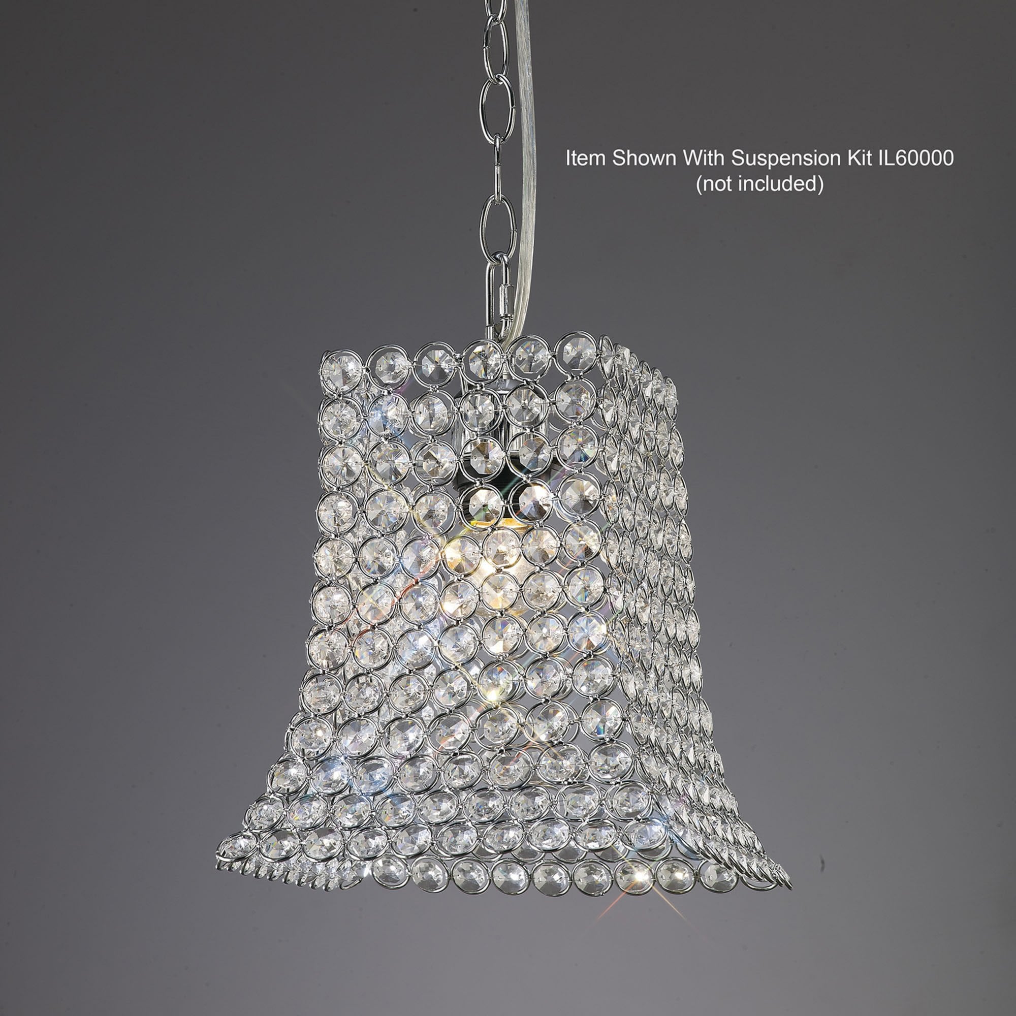 Diyas IL60019 Kudo Crystal Curved Trapezium Shade - Polished Chrome/Crystal - 22cm - Shade Only