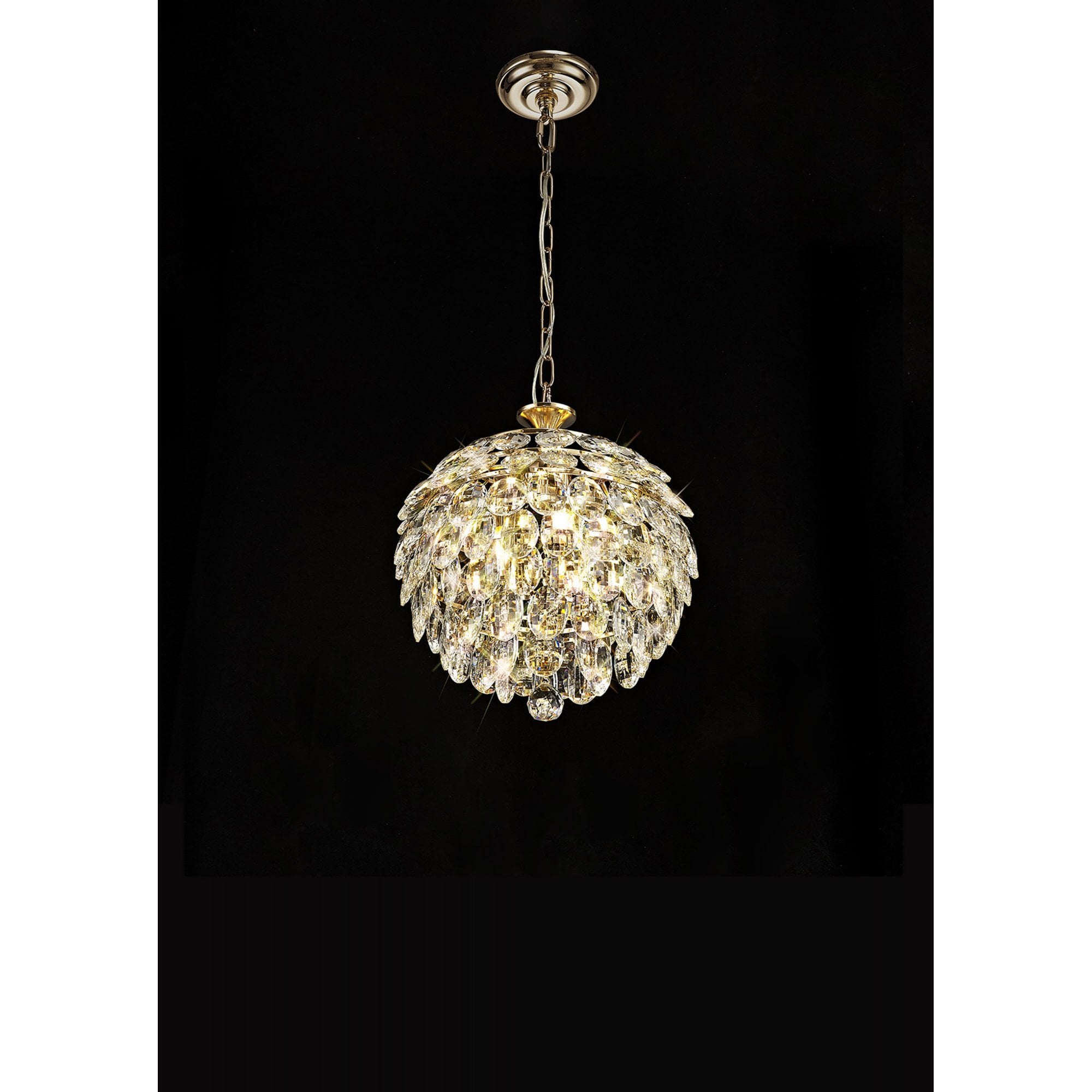 Diyas Coniston Pendant 3 Light E14 - French Gold/Crystal