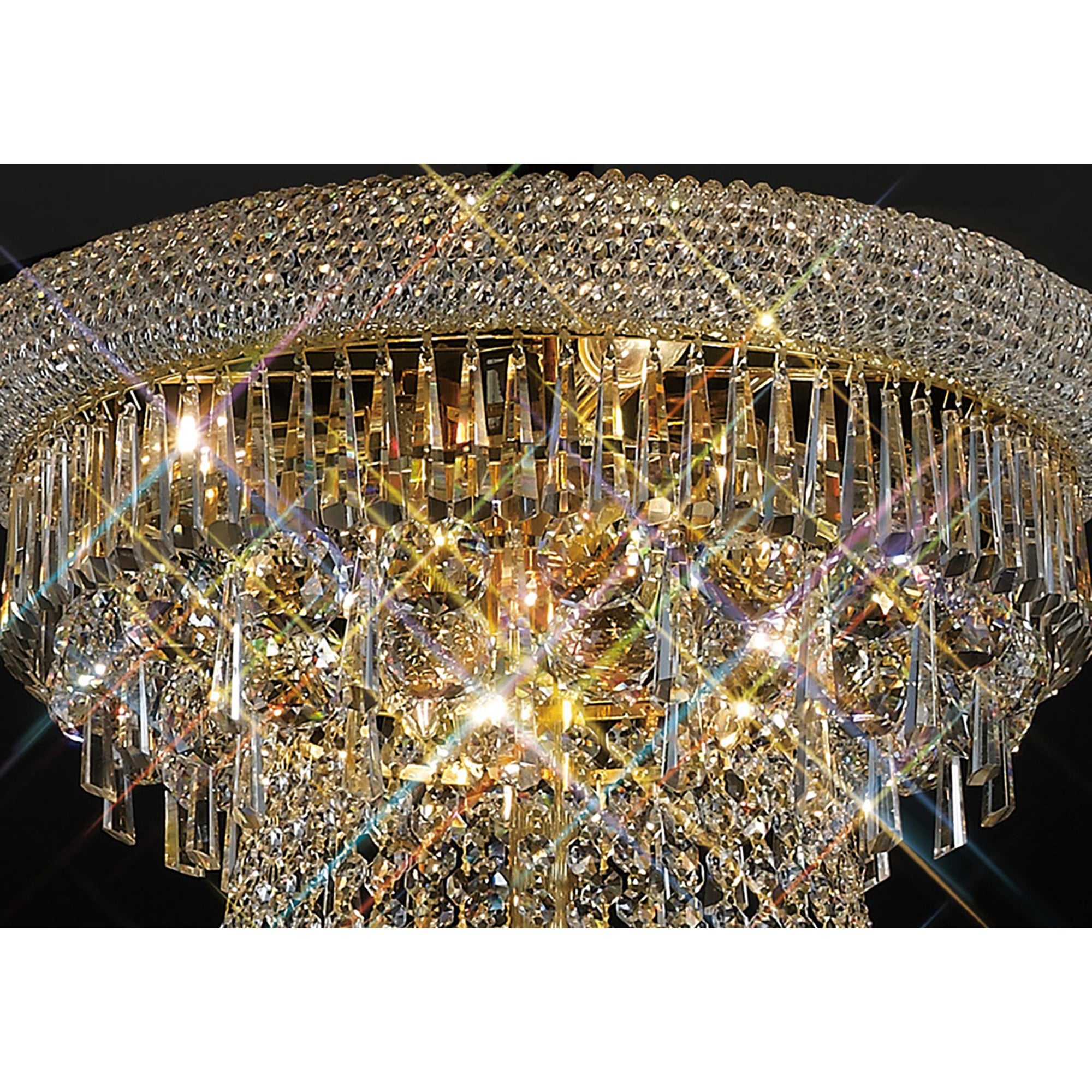 Diyas Alexandra 3 Tier 37 Light Pendant - French Gold & Crystal