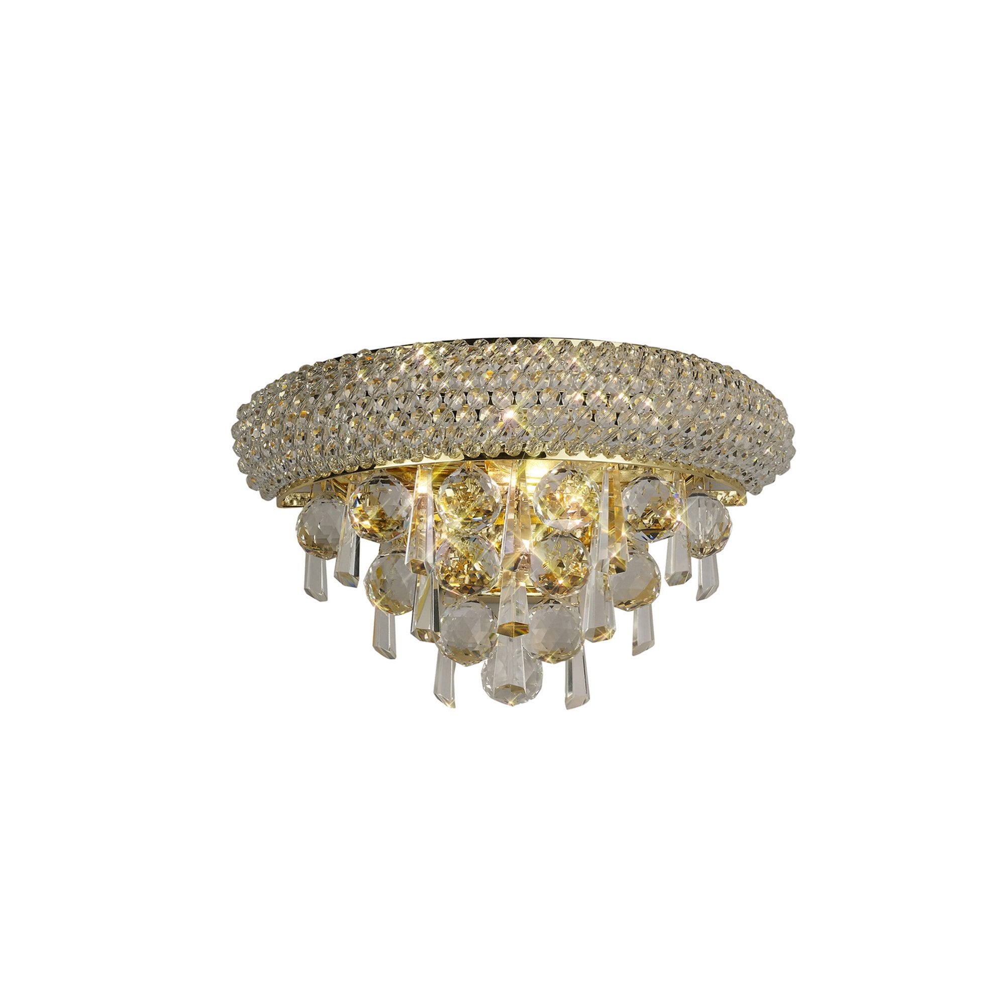 Diyas Alexandra Small 2 Light Wall Light - French Gold & Crystal