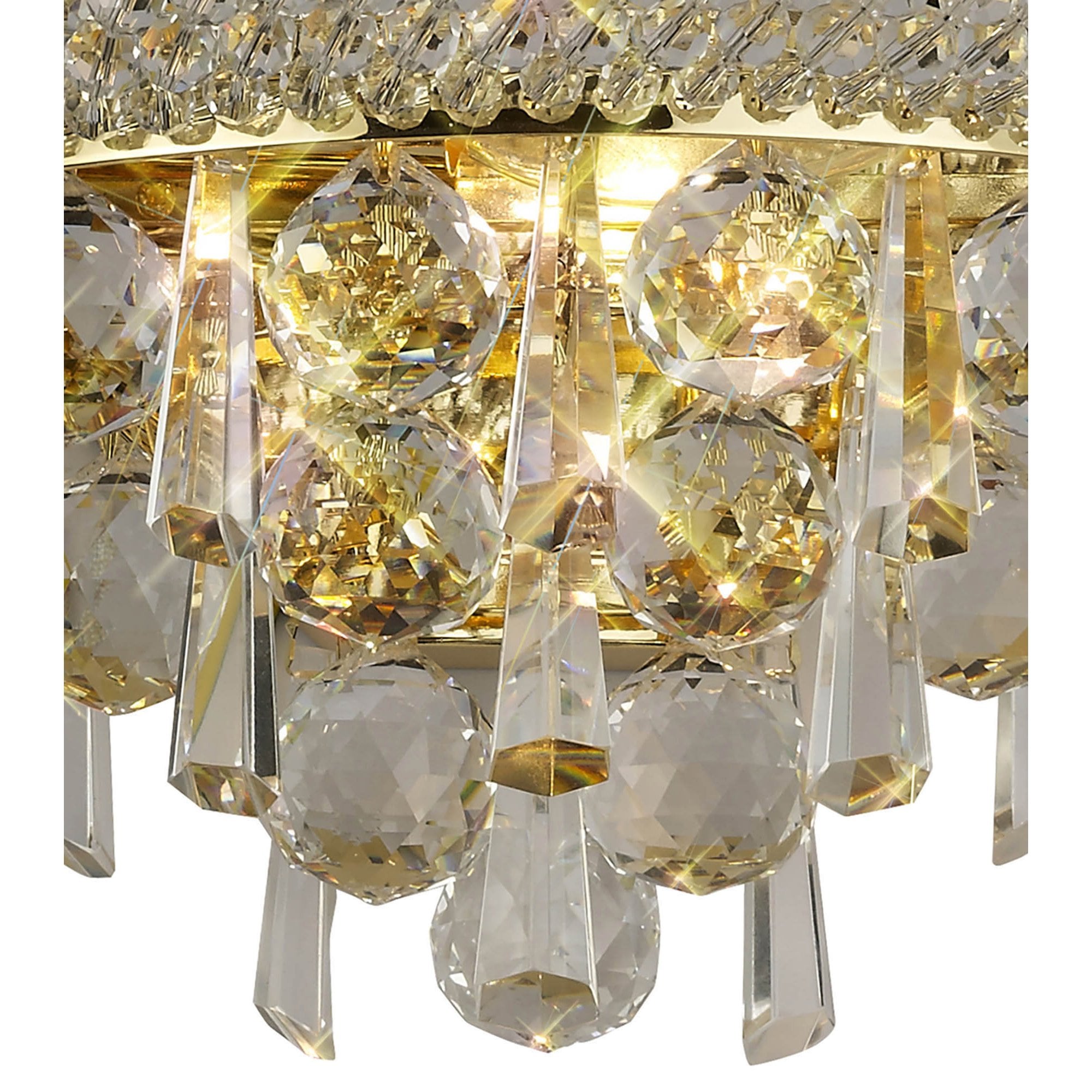 Diyas Alexandra Small 2 Light Wall Light - French Gold & Crystal