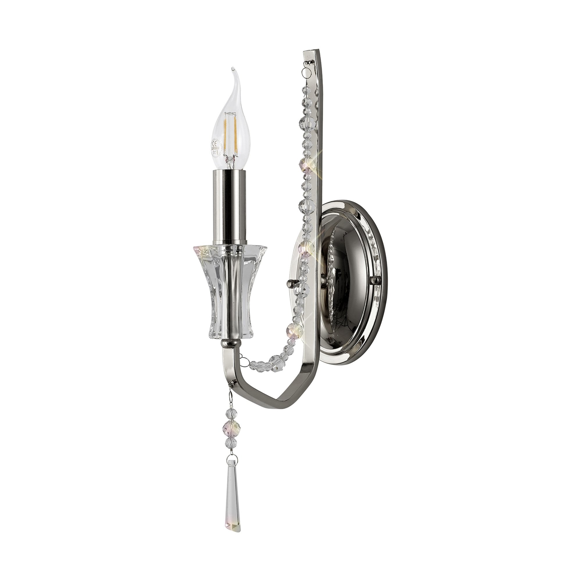Diyas Armand Wall Lamp Single Light E14 - Polished Chrome/Crystal