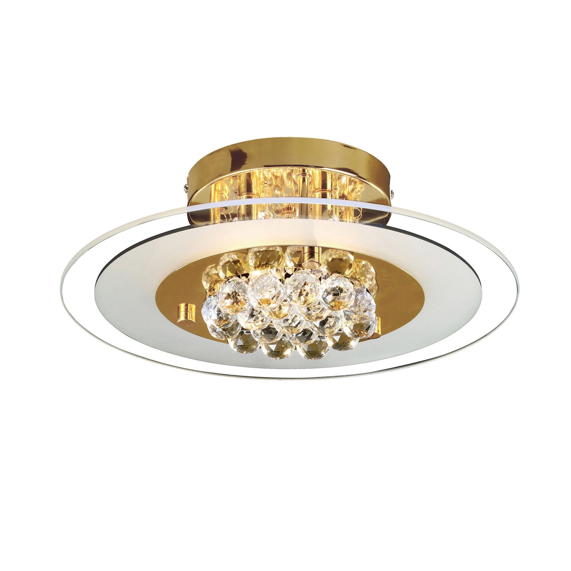Diyas IL32021 Delmar Flush Round 4 Light French Gold/Glass/Crystal