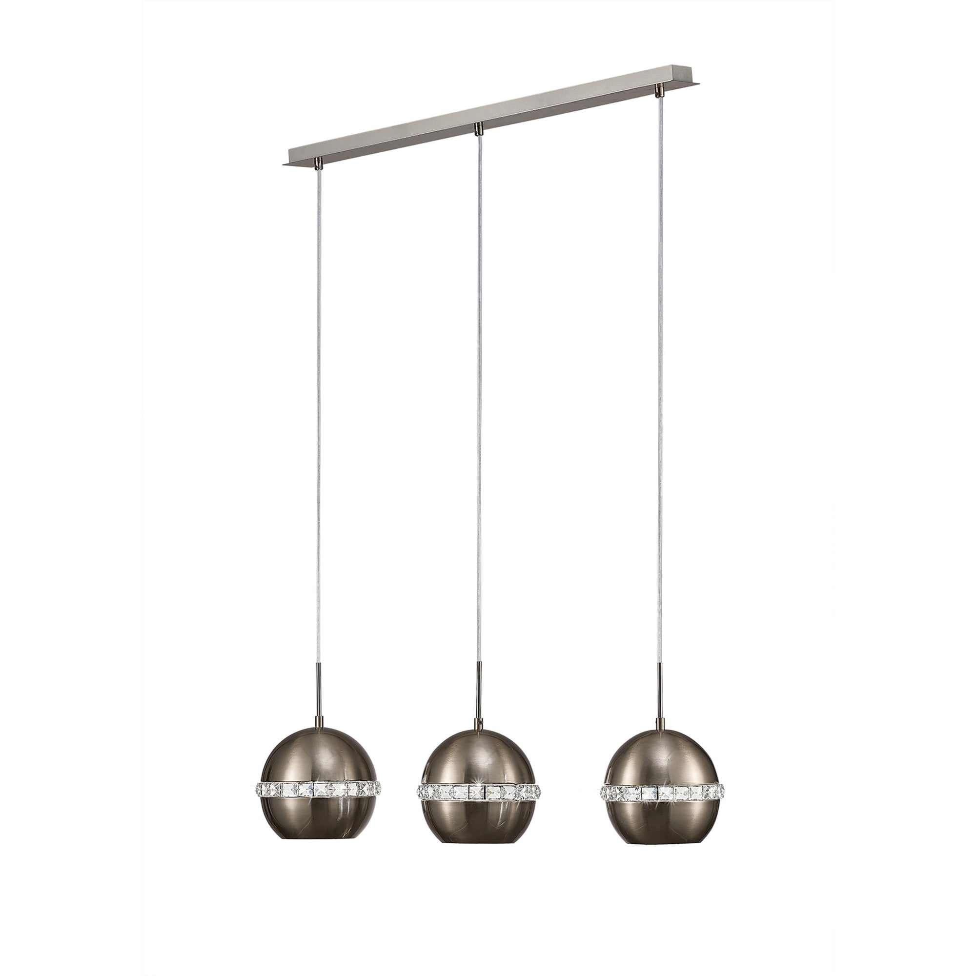 Diyas IL31613 Andrea Pendant 3 Light E27 Linear Polished Chrome/Crystal