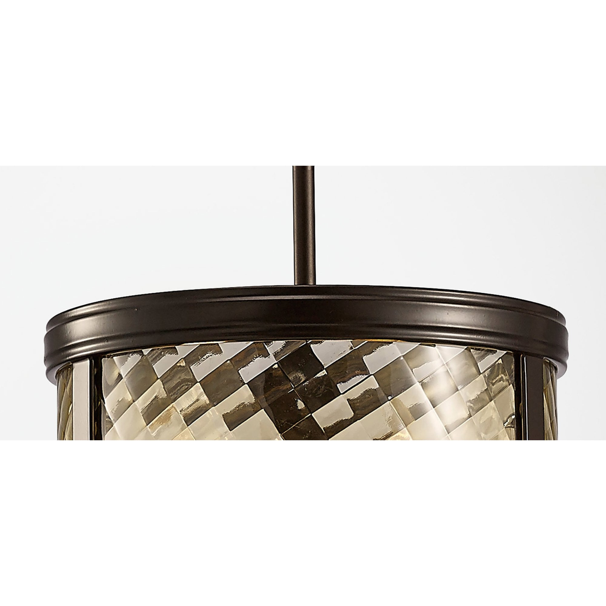 Diyas IL31676 Asia Pendant/Semi Ceiling Convertible 3 Light E14 Oiled Bronze/Clear Glass