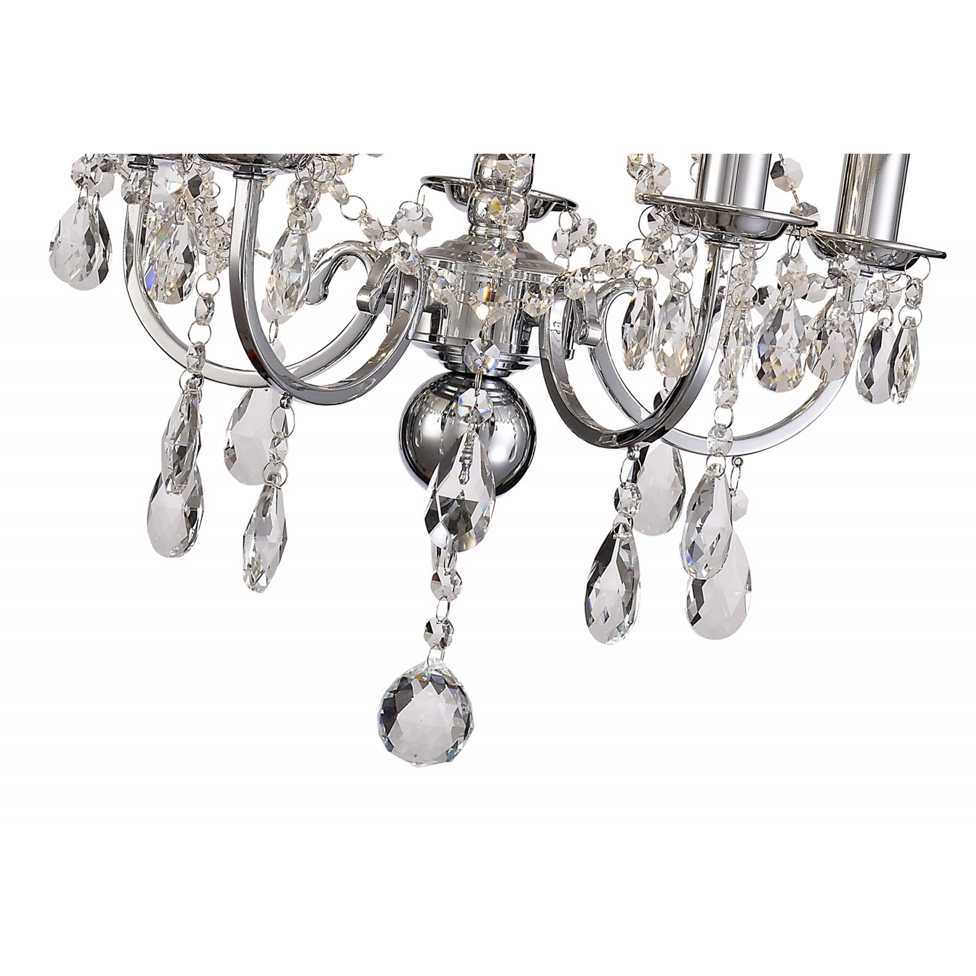Diyas IL30045 Olivia Pendant With Ivory Cream Shade 5 Light Polished Chrome/Crystal