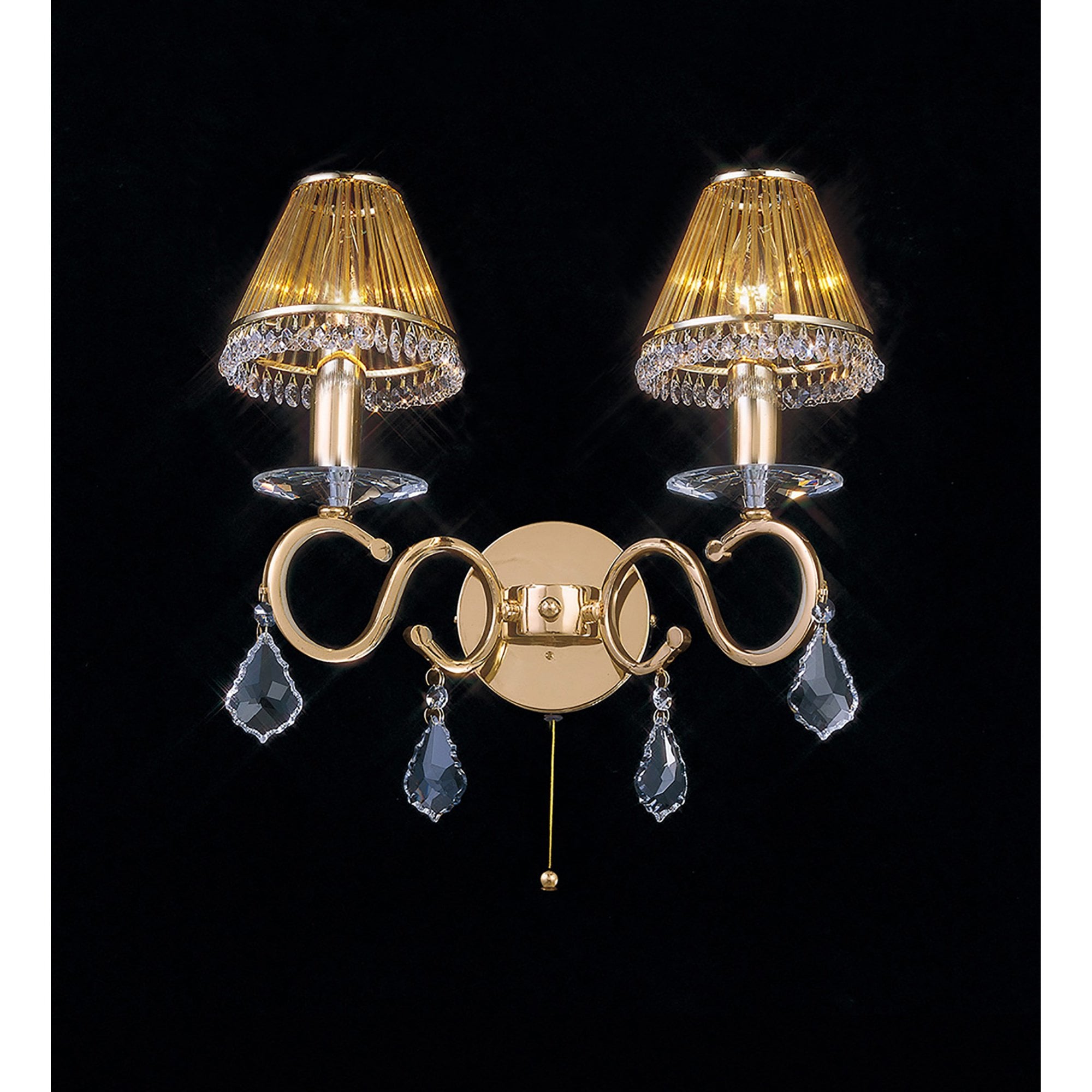 Diyas IL30322 Torino Wall Light Switched 2 Light French Gold/Crystal
