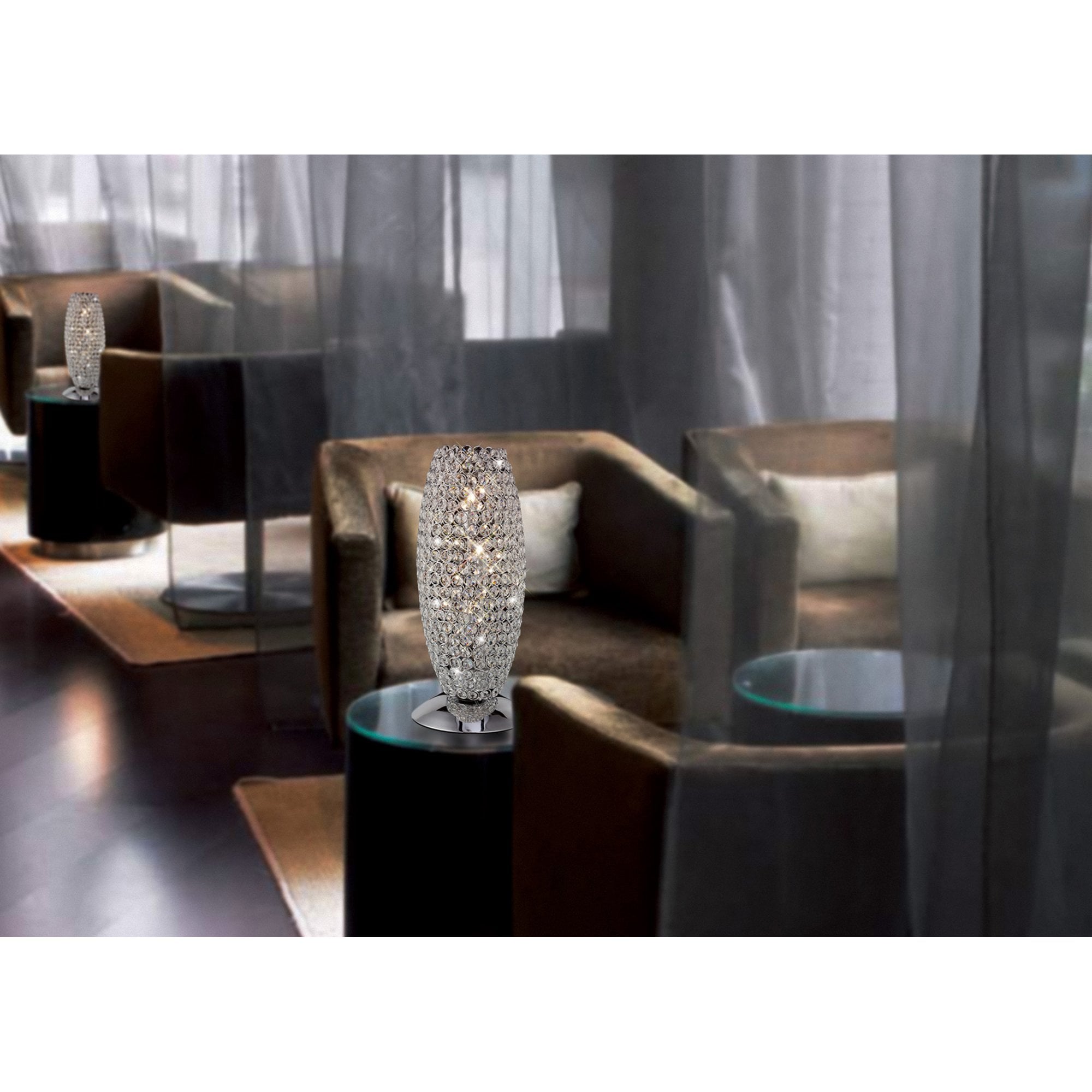 Diyas IL30411 Kos Table Lamp 3 Light Polished Chrome/Crystal