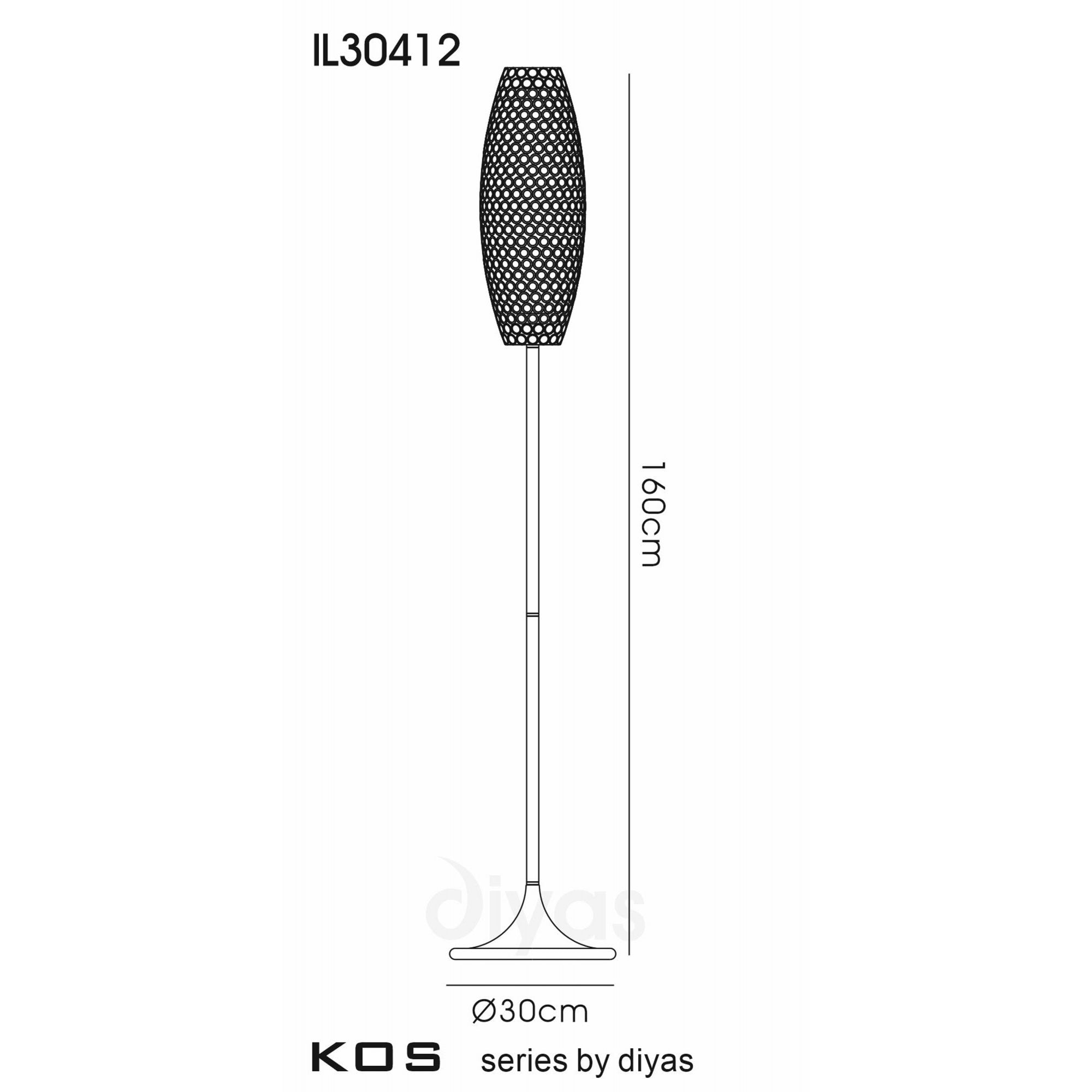 Diyas IL30412 Kos Floor Lamp 4 Light Polished Chrome/Crystal