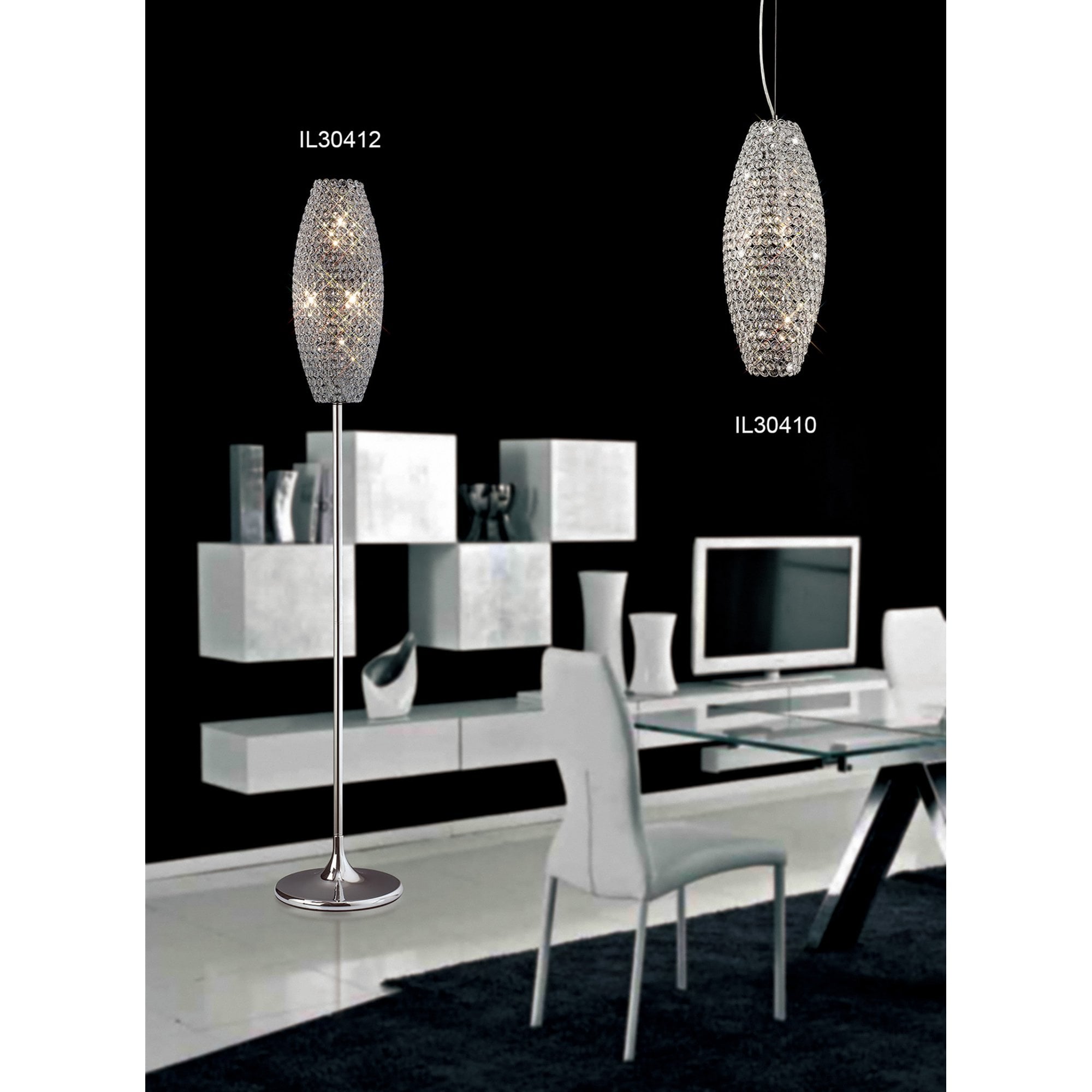 Diyas IL30412 Kos Floor Lamp 4 Light Polished Chrome/Crystal