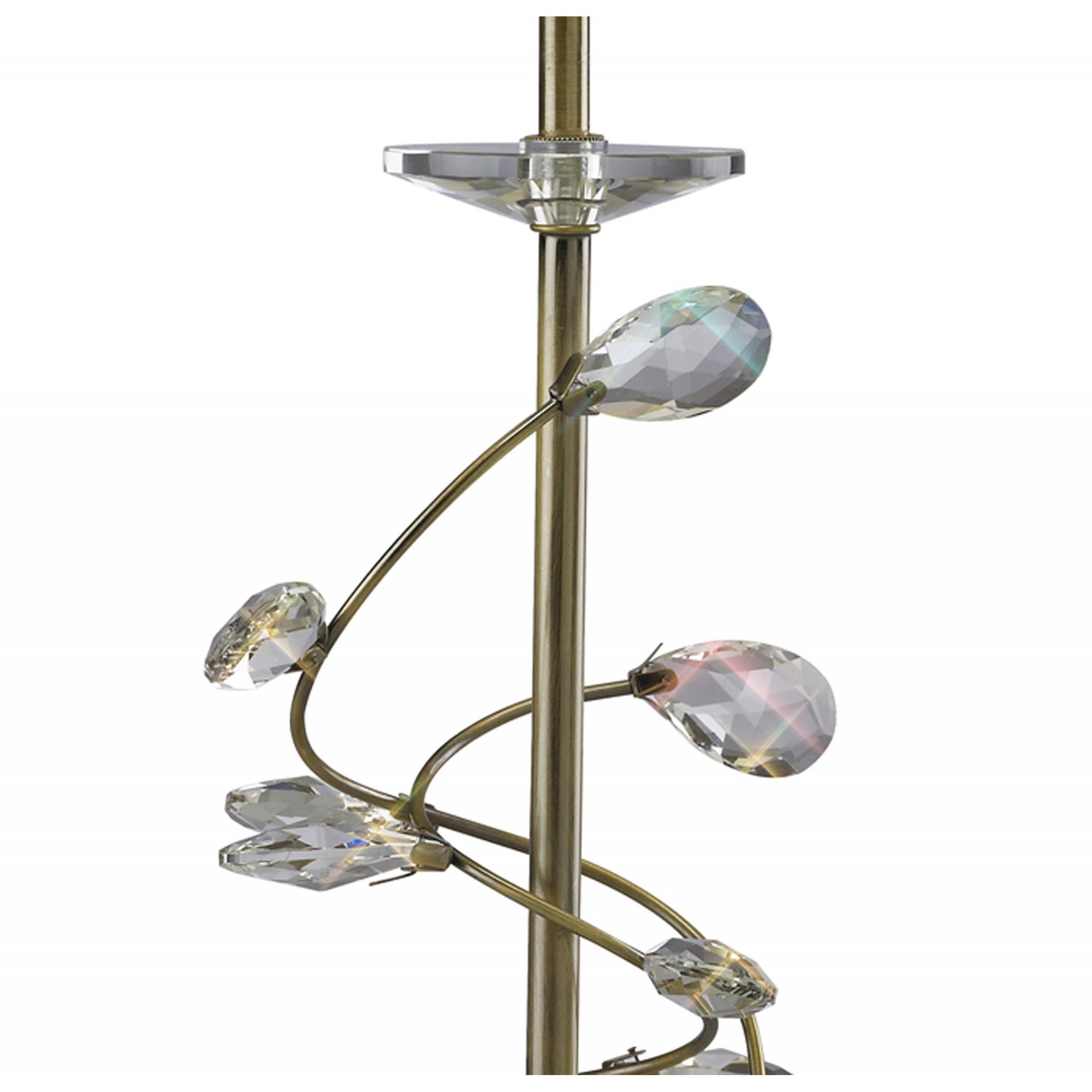 Diyas IL31220/WH Willow Table Lamp With White Shade 1 Light Antique Brass/Crystal