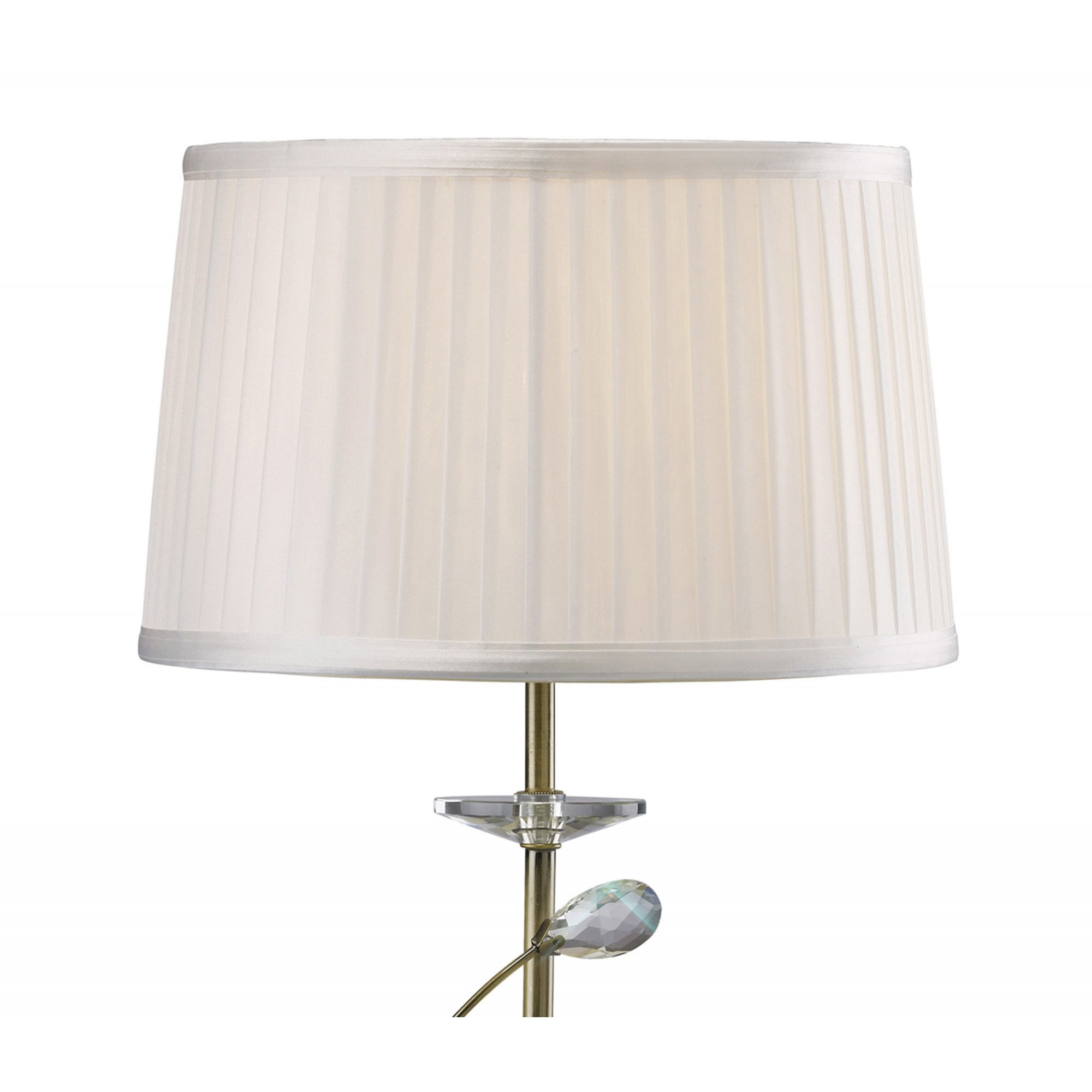Diyas IL31220/WH Willow Table Lamp With White Shade 1 Light Antique Brass/Crystal